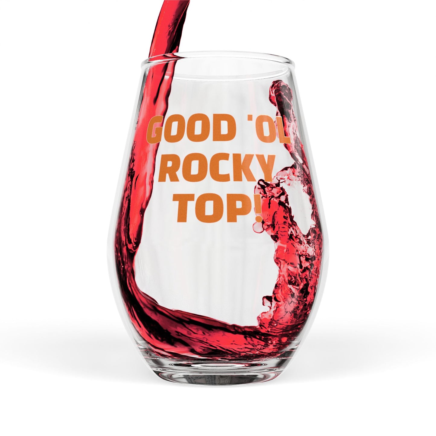 Stemless Wine Glass - "Good 'Ol Rocky Top!" Cheers Glass for Parties, Gifts, Weddings, Celebrations, Home Bar