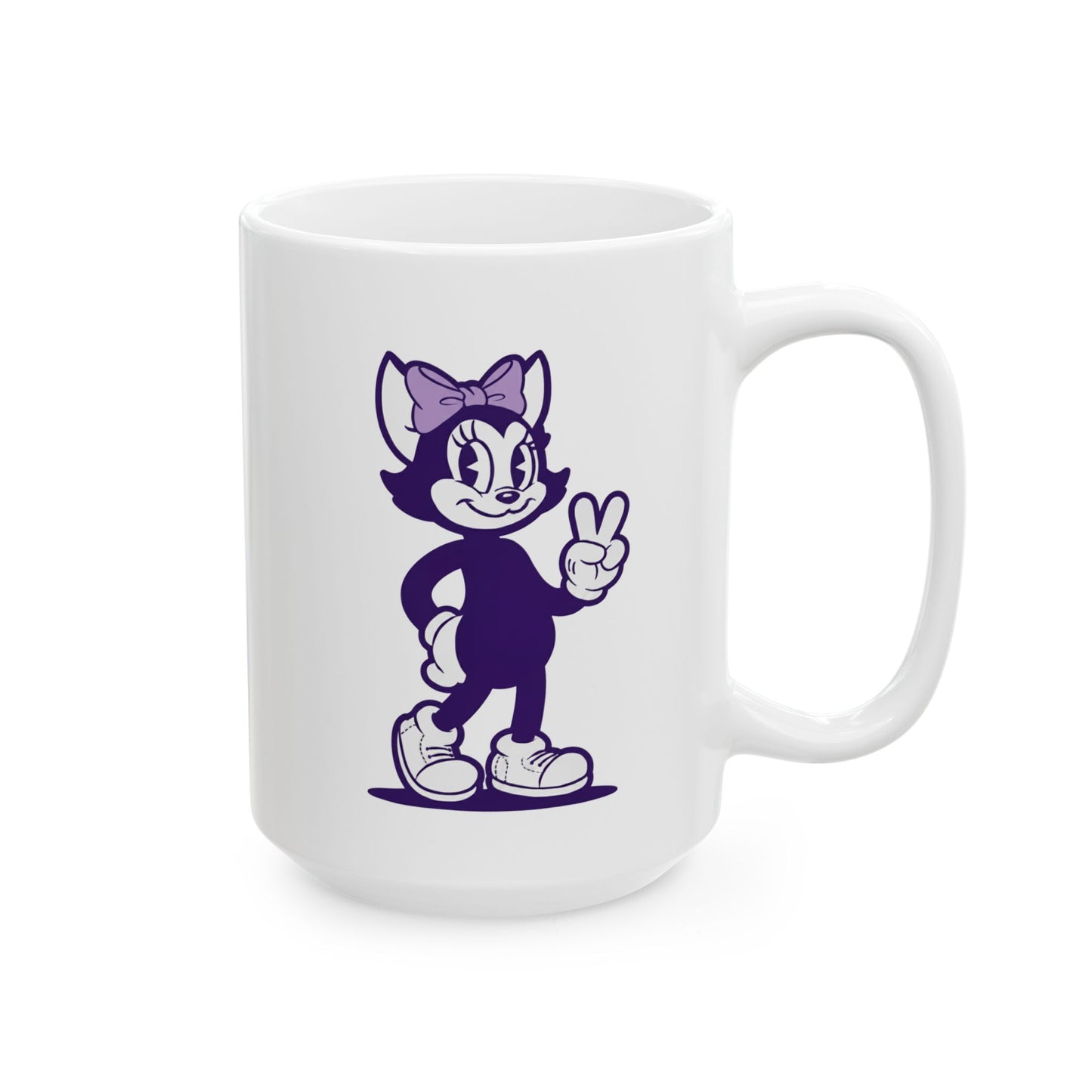 Mrs. Hemp Cat Throwin A Peace Sign Ceramic Mug - 11oz & 15oz