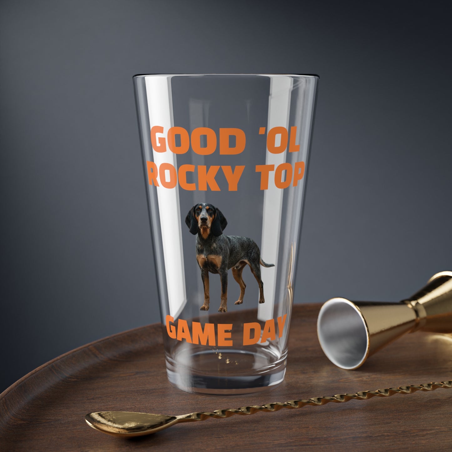 Rocky Top Game Day 16oz Mixing Glass — Smokey Tennessee Vols Fan Pint