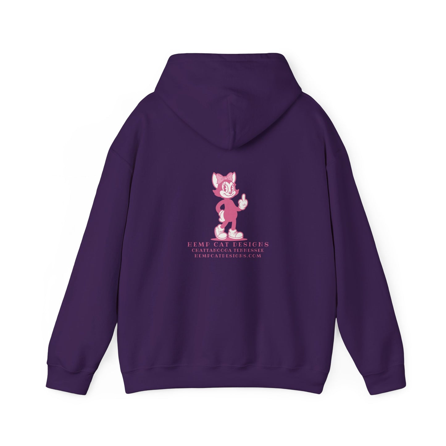 Middle Finger Retro Pink Cat Hoodie — Whimsical Cartoon Cat Sweatshirt