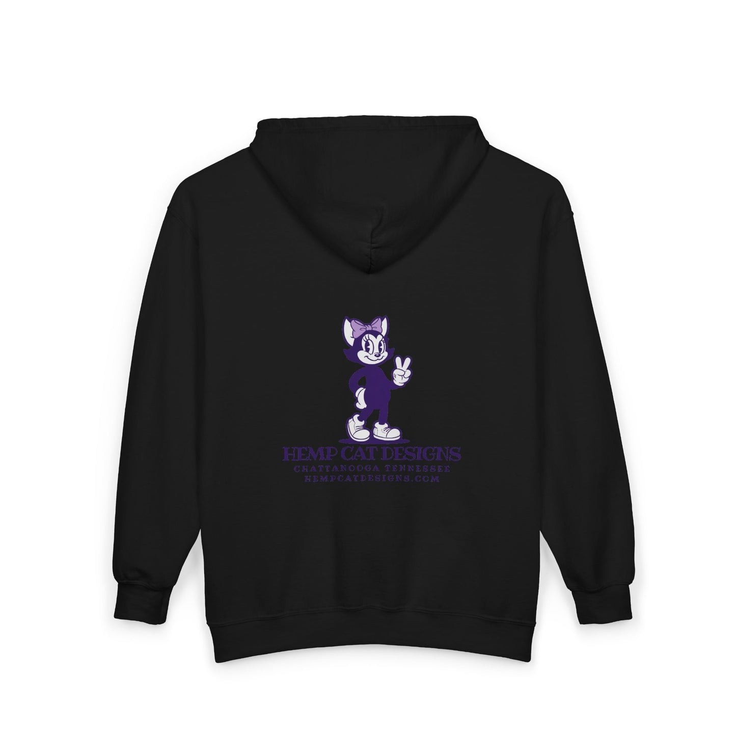 Mrs Hemp Cat Throwin' a Peace Sign Retro Full‑Zip Hoodie