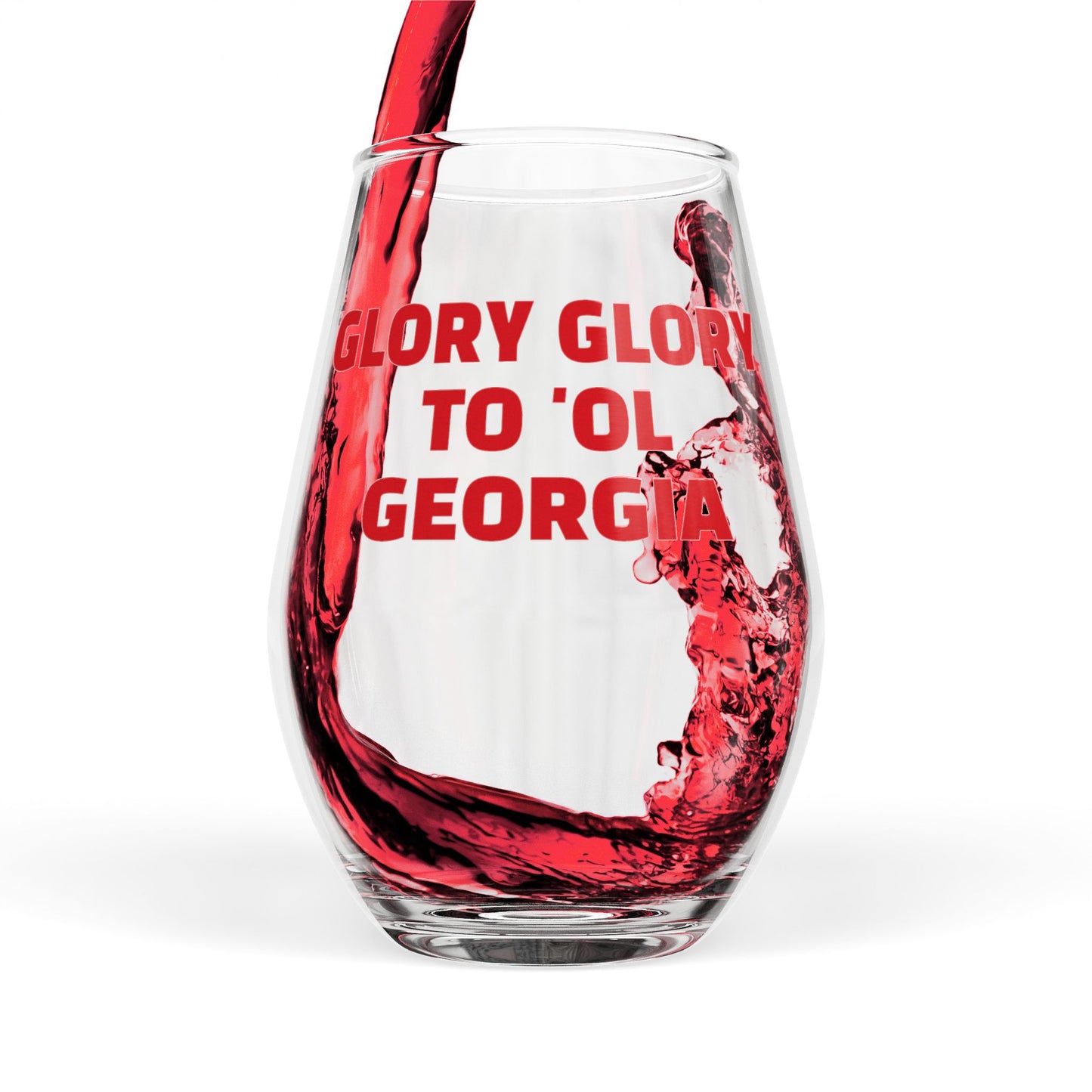 Stemless Wine Glass with 'Glory Glory to 'Ol Georgia' Design, Perfect for Game Days, Parties, or Celebrations, Ideal Gift for Georgia [...]