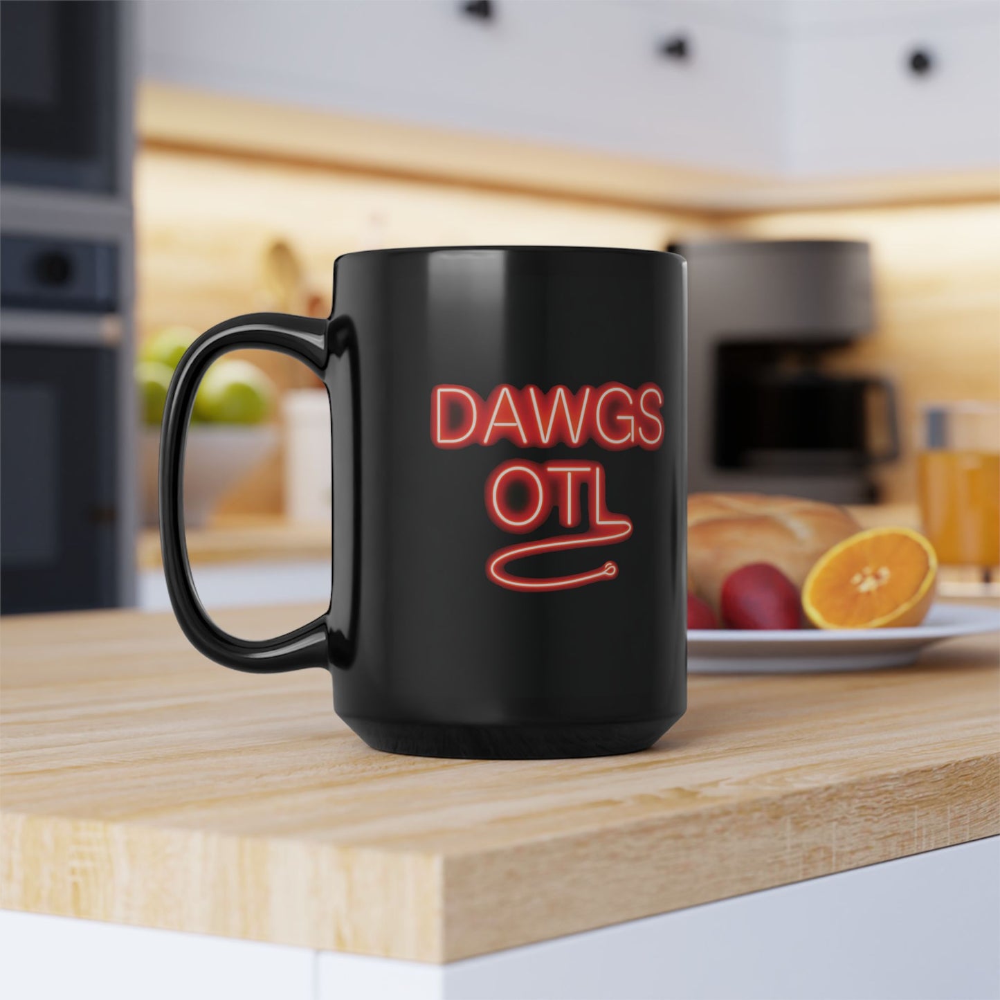 Coffee Mug - DAWGS OTL Neon-Style Black 11oz & 15oz, Georgia Bulldogs Fan Gift
