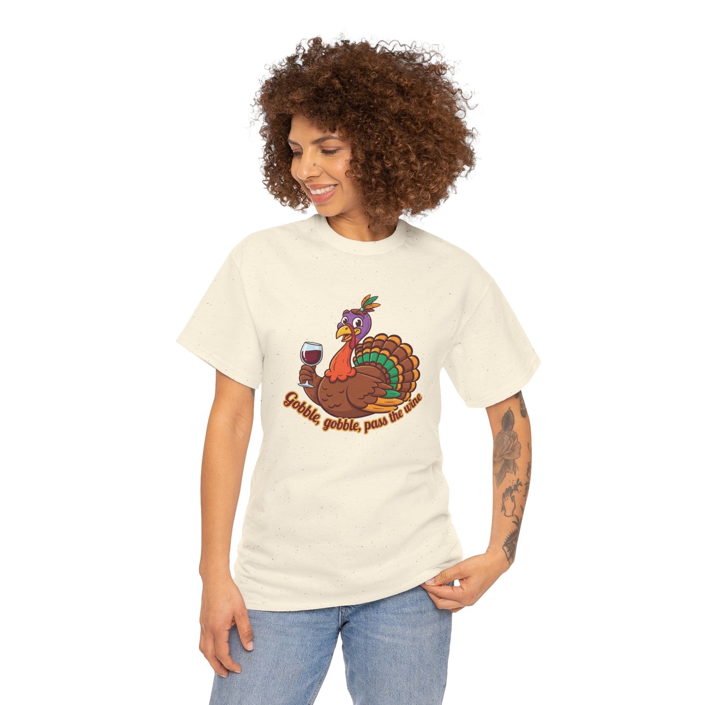 Gobble Gobble Pass the Wine Unisex Cotton Tee | Thanksgiving Shirt, Fall Apparel, Cute Turkey Tee, Holiday Gift, Family Gathering Top