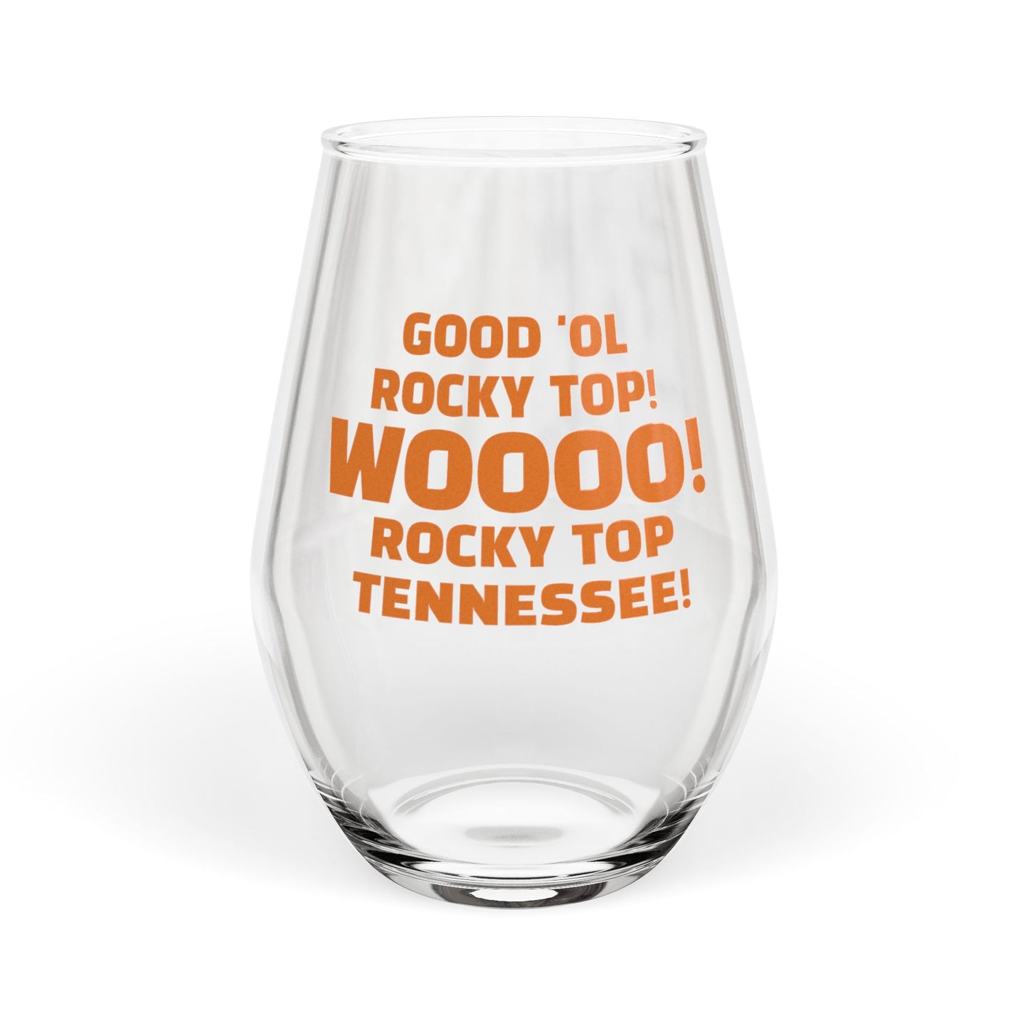 Rocky Top Stemless Wine Glass - Perfect for Tailgating, Parties, Housewarming, and Tennessee Fans