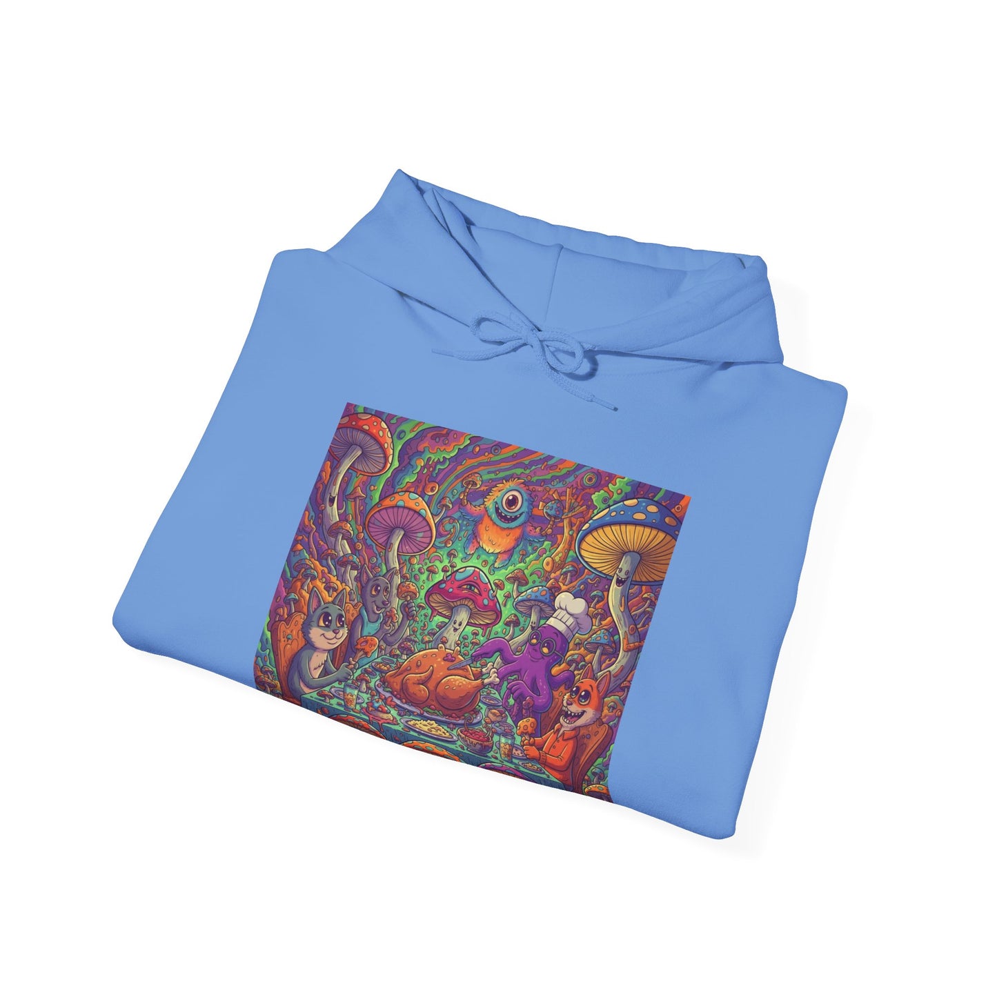 Psychedelic Mushroom Art Hoodie — Colorful Trippy Forest Graphic Sweatshirt