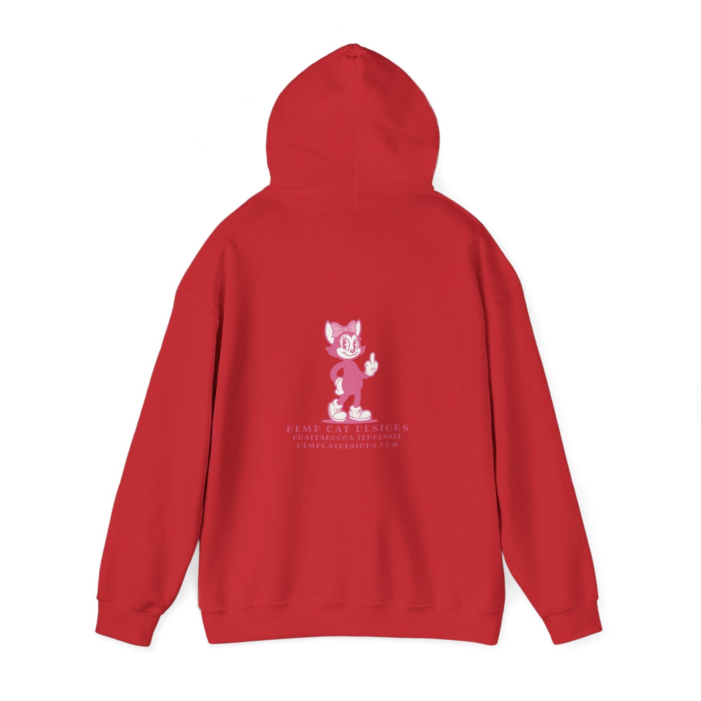 Middle Finger Retro Pink Cat Hoodie — Whimsical Cartoon Cat Sweatshirt