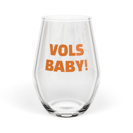 Vols Baby Stemless Wine Glass, Perfect for Game Day Celebrations, Gift for Vol Fans, Wine Lovers, College Alumni, Housewarming