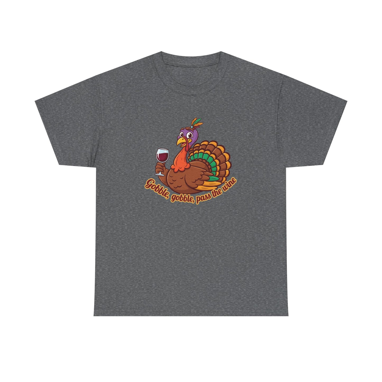 Gobble Gobble Pass the Wine Unisex Cotton Tee | Thanksgiving Shirt, Fall Apparel, Cute Turkey Tee, Holiday Gift, Family Gathering Top