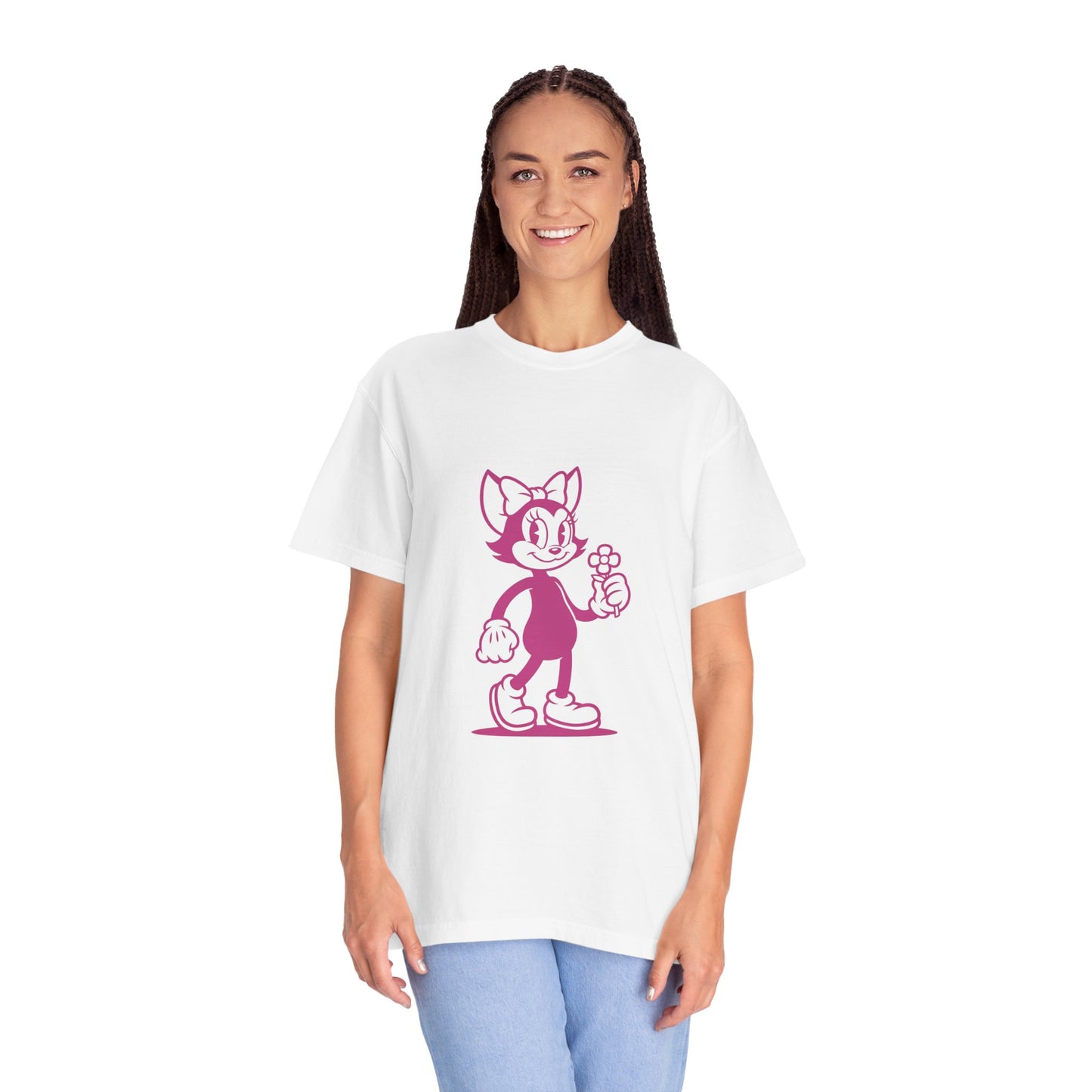 Mrs. Hemp Cat Holding A Flower Whimsical Graphic Tee for Cat Lovers, Cute Pet T-shirt, Floral Cat Art, Gift for Her, Animal Lover Shirt