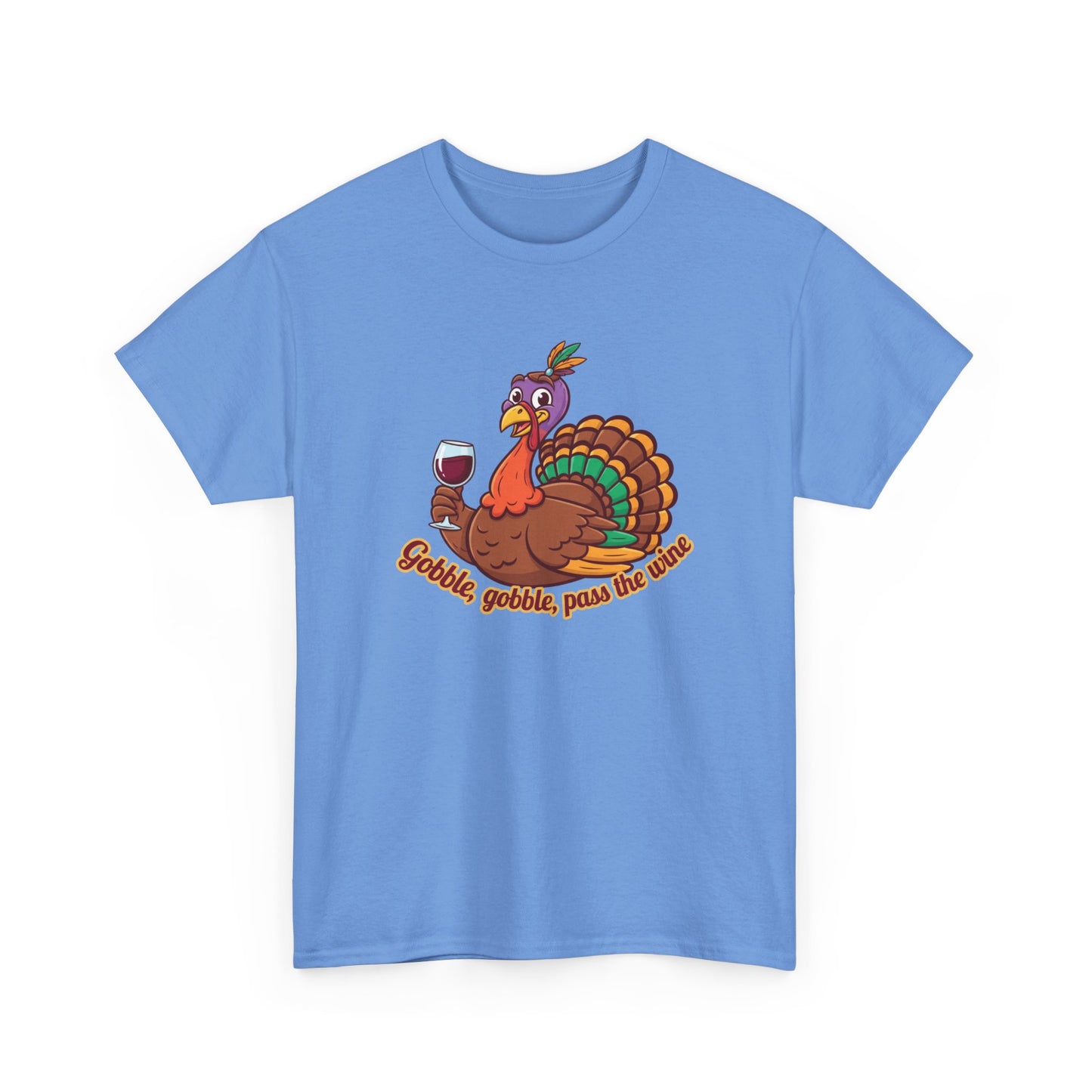Gobble Gobble Pass the Wine Unisex Cotton Tee | Thanksgiving Shirt, Fall Apparel, Cute Turkey Tee, Holiday Gift, Family Gathering Top