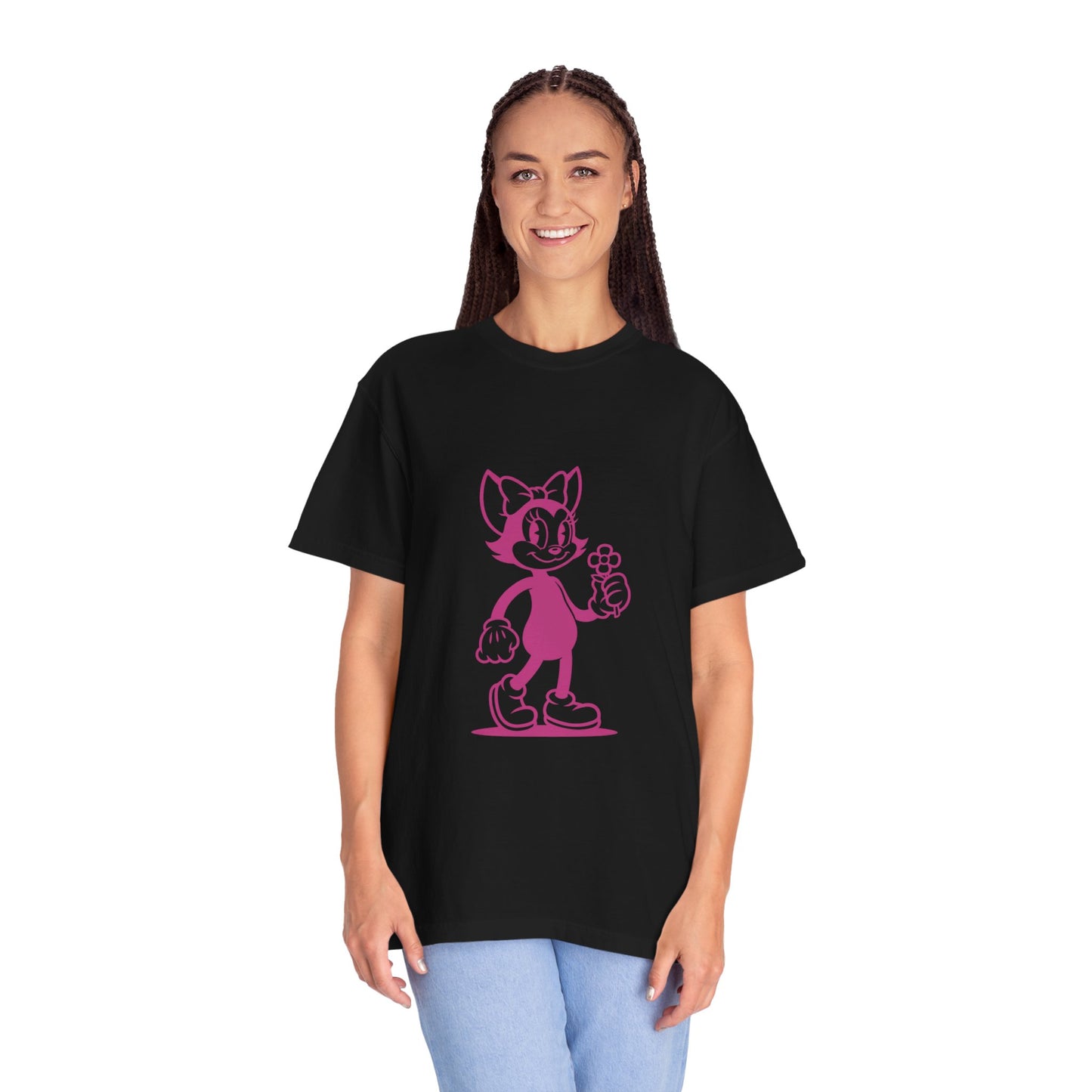 Mrs. Hemp Cat Holding A Flower Whimsical Graphic Tee for Cat Lovers, Cute Pet T-shirt, Floral Cat Art, Gift for Her, Animal Lover Shirt