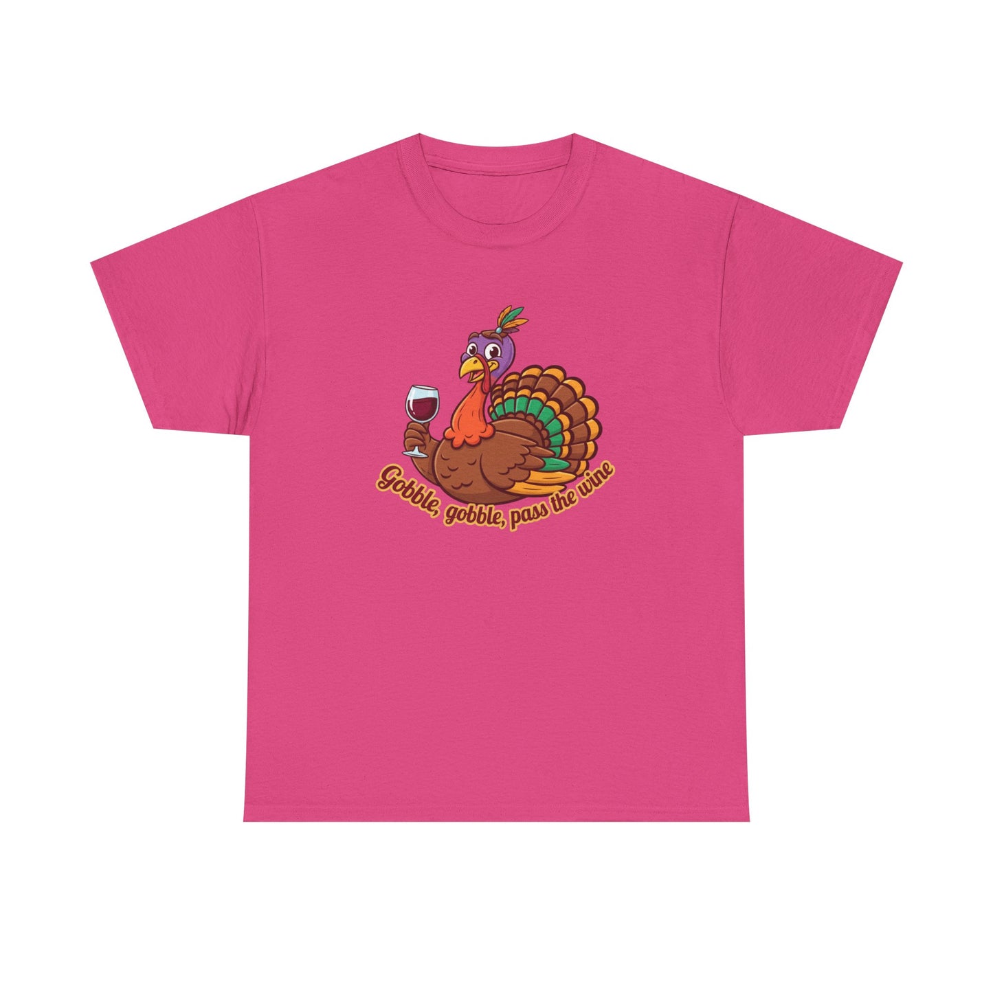 Gobble Gobble Pass the Wine Unisex Cotton Tee | Thanksgiving Shirt, Fall Apparel, Cute Turkey Tee, Holiday Gift, Family Gathering Top
