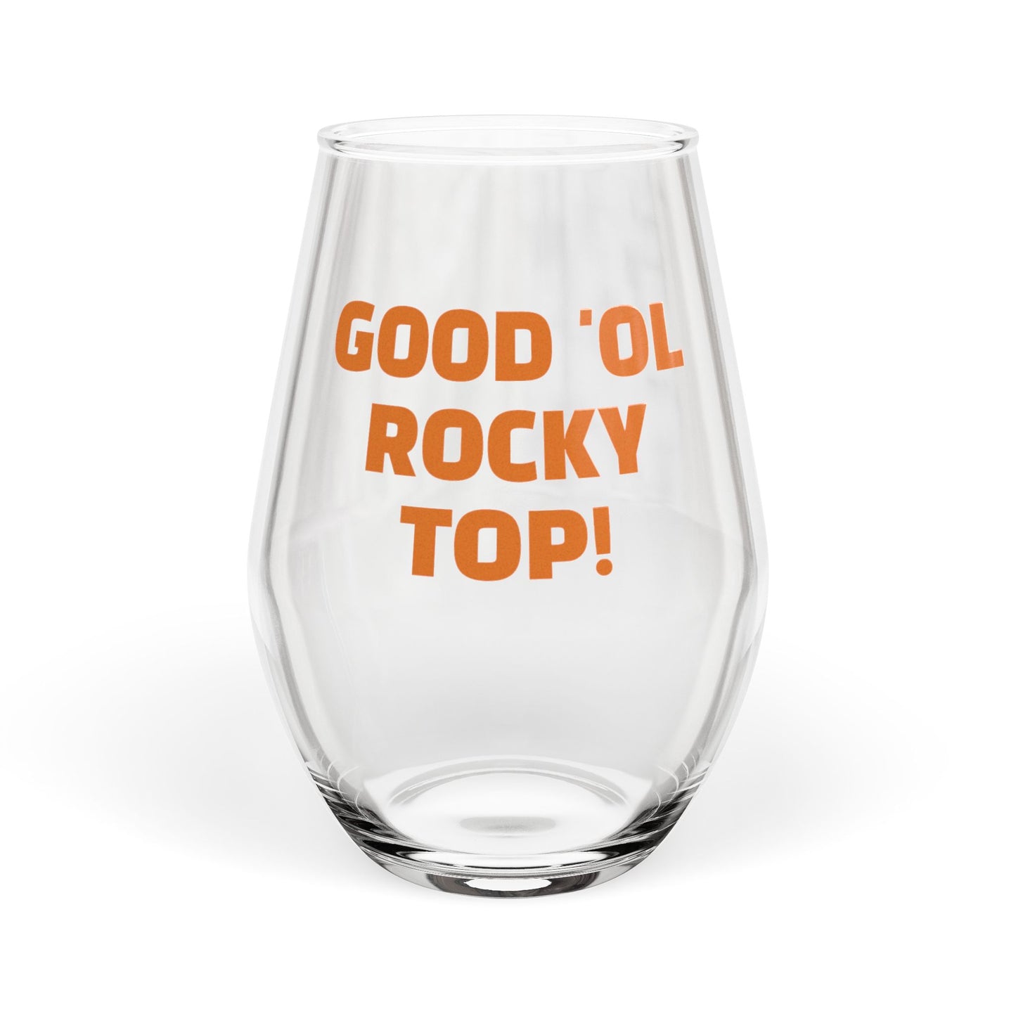 Stemless Wine Glass - "Good 'Ol Rocky Top!" Cheers Glass for Parties, Gifts, Weddings, Celebrations, Home Bar