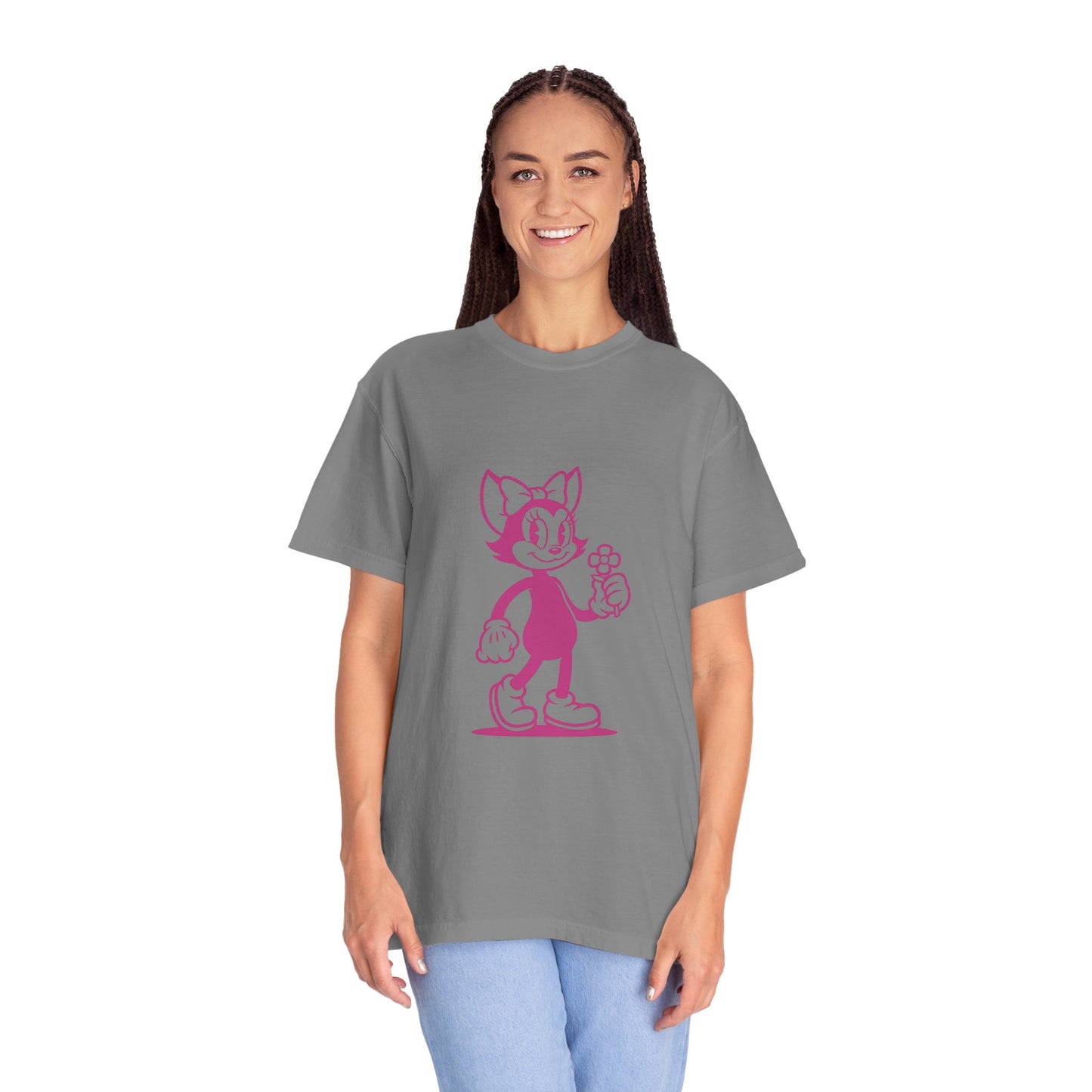 Mrs. Hemp Cat Holding A Flower Whimsical Graphic Tee for Cat Lovers, Cute Pet T-shirt, Floral Cat Art, Gift for Her, Animal Lover Shirt