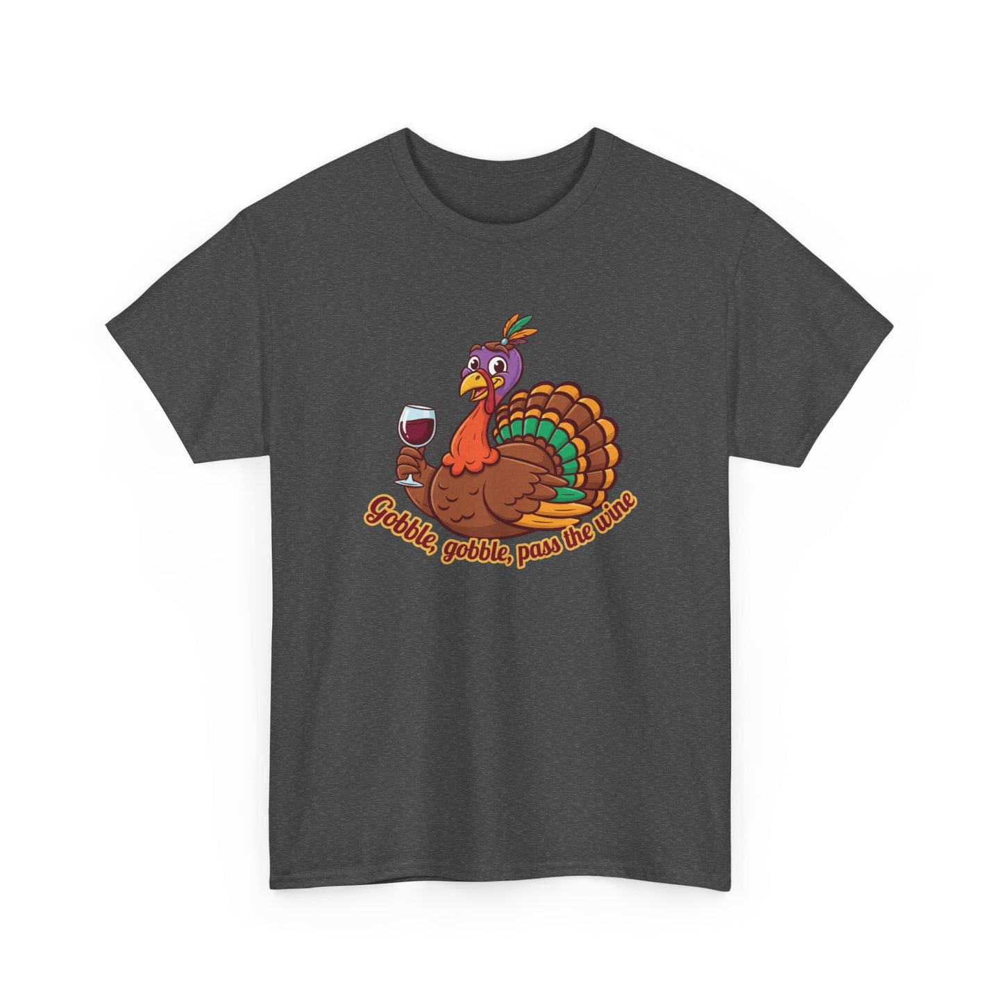 Gobble Gobble Pass the Wine Unisex Cotton Tee | Thanksgiving Shirt, Fall Apparel, Cute Turkey Tee, Holiday Gift, Family Gathering Top