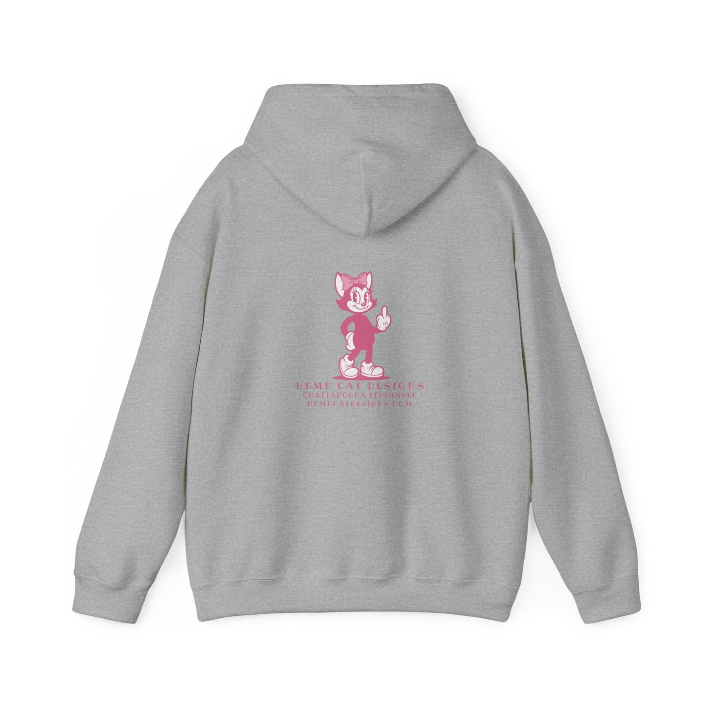Middle Finger Retro Pink Cat Hoodie — Whimsical Cartoon Cat Sweatshirt