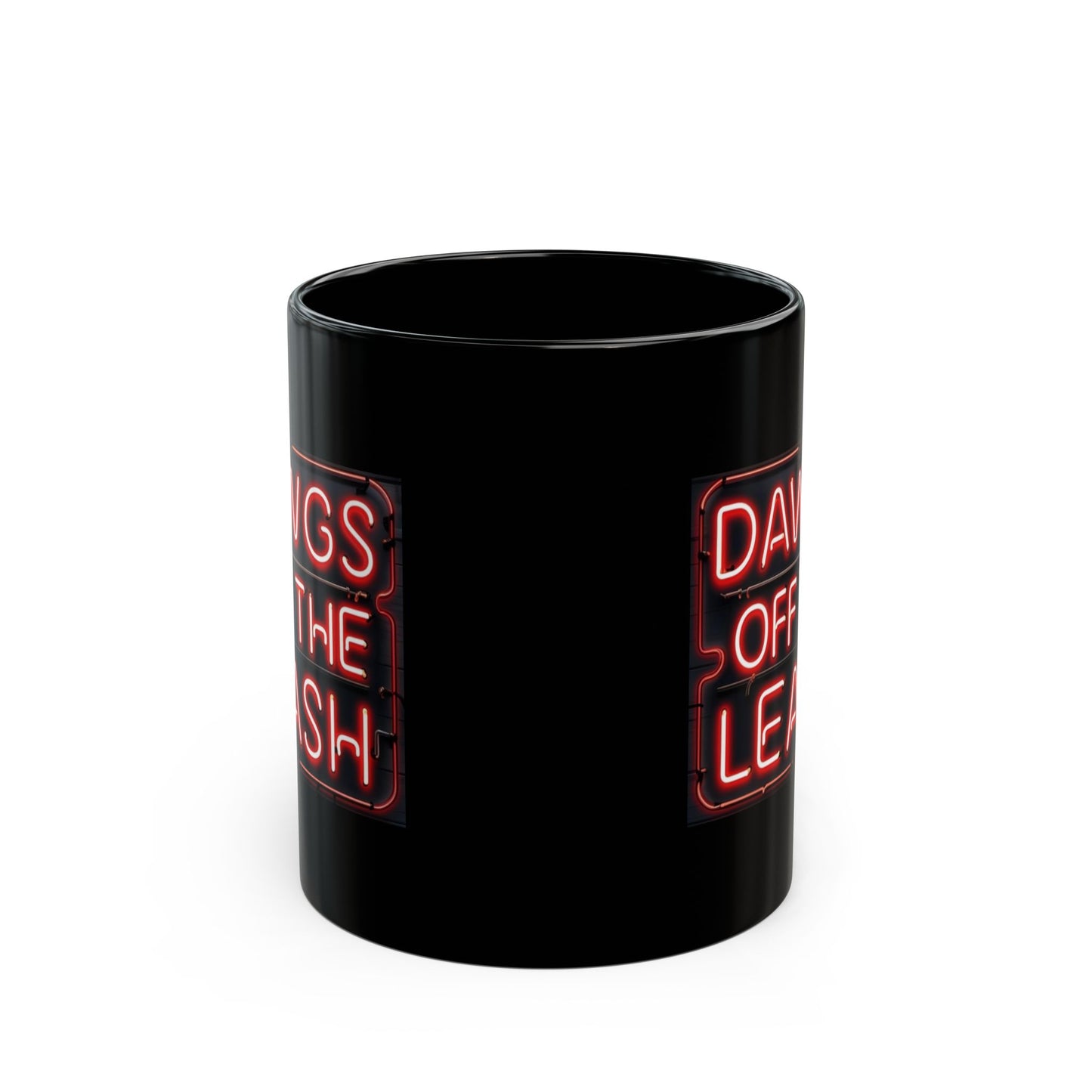 Mug: Dawgs Off The Leash Neon Black Mug — Dawg Lover Coffee Cup (11oz/15oz)