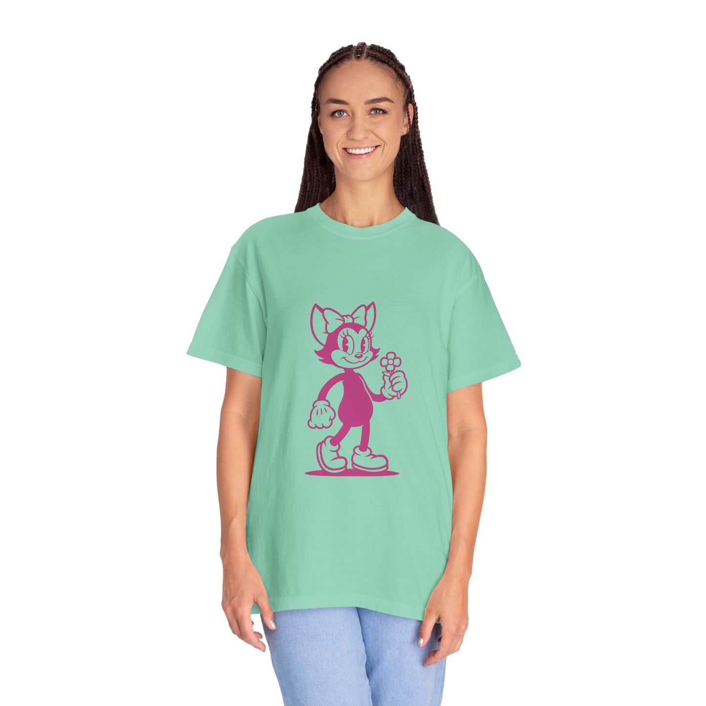 Mrs. Hemp Cat Holding A Flower Whimsical Graphic Tee for Cat Lovers, Cute Pet T-shirt, Floral Cat Art, Gift for Her, Animal Lover Shirt