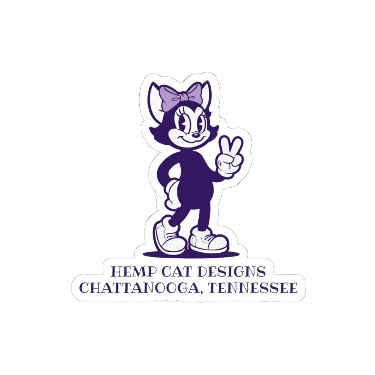 Mrs Hemp Cat Throwin' A Peace Sign Kiss-Cut Stickers -  Charming Cat Emblem