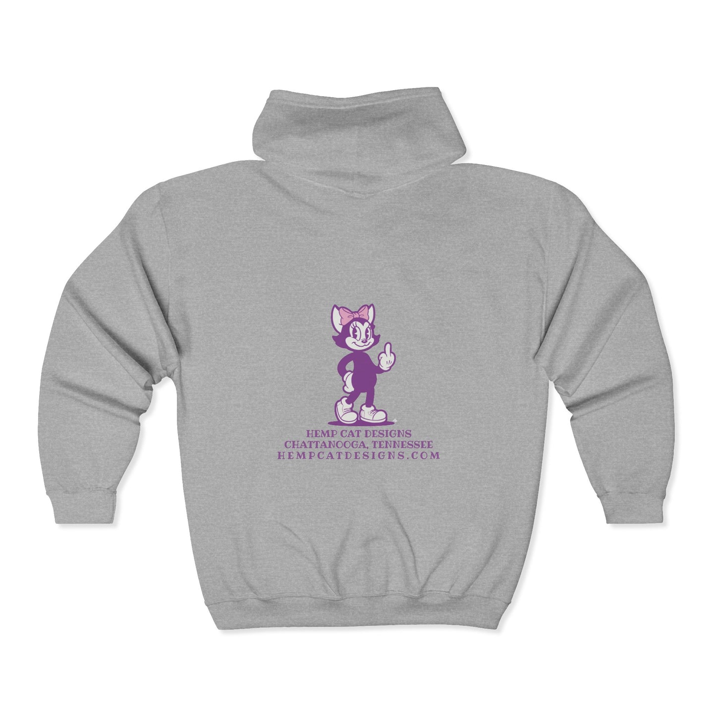 Mrs. Hemp Cat "Giving the Finger" Zip-Up Hoodie