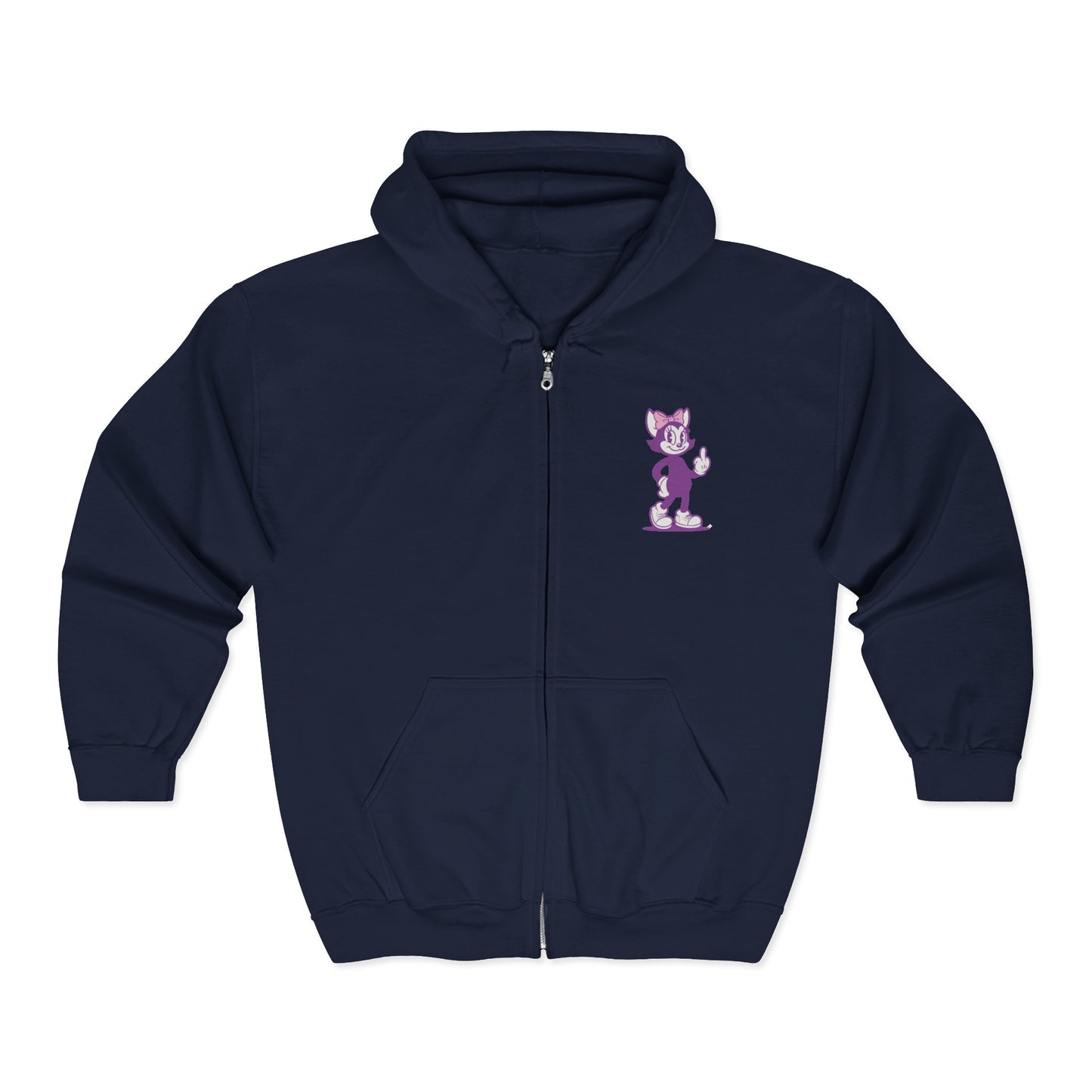 Mrs. Hemp Cat "Giving the Finger" Zip-Up Hoodie