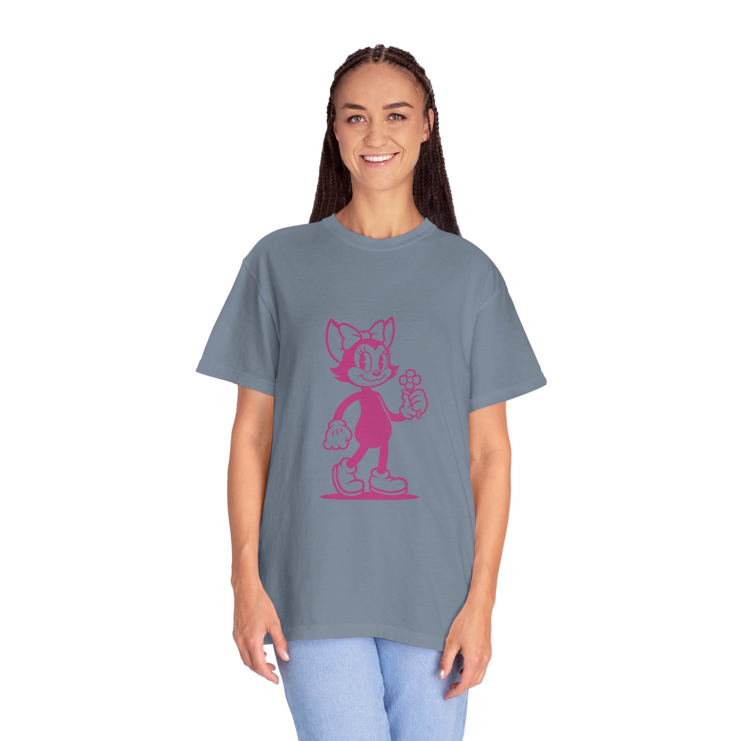 Mrs. Hemp Cat Holding A Flower Whimsical Graphic Tee for Cat Lovers, Cute Pet T-shirt, Floral Cat Art, Gift for Her, Animal Lover Shirt