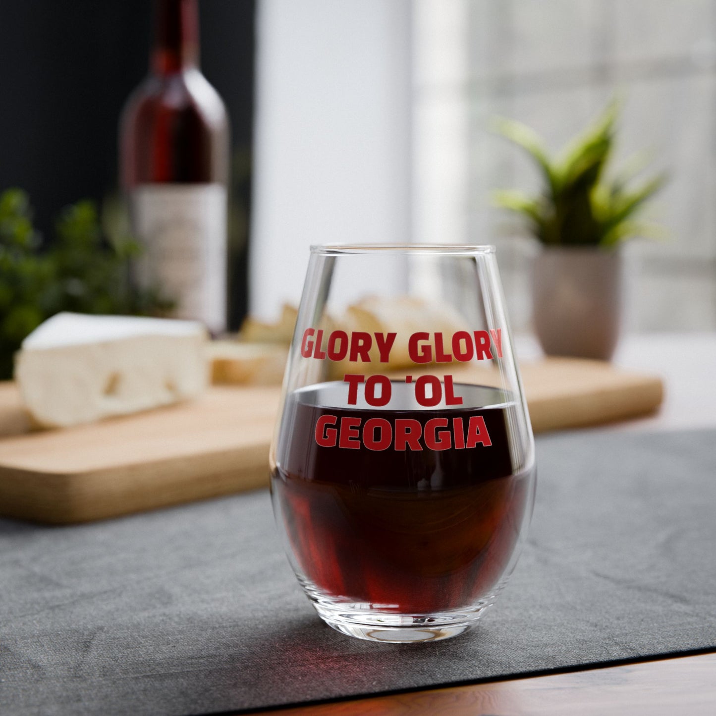 Stemless Wine Glass with 'Glory Glory to 'Ol Georgia' Design, Perfect for Game Days, Parties, or Celebrations, Ideal Gift for Georgia [...]