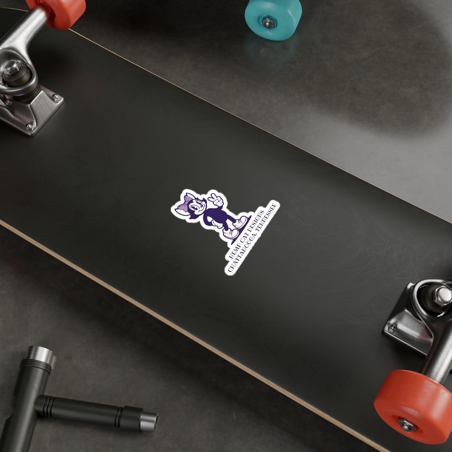 Mrs. Hemp Cat Throwin' A Peace Sign - Playful Cat Vinyl Decal - Cute Sticker for Home Decor & Gifts