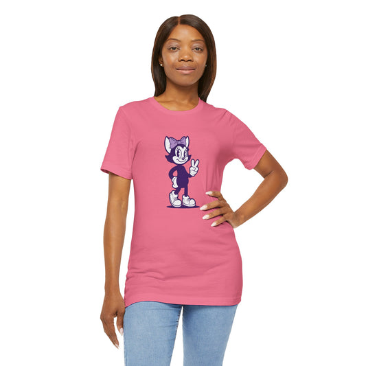 Peaceful Vibes Unisex Tee - Mrs Hemp Cat Throwin' A Peace Sign