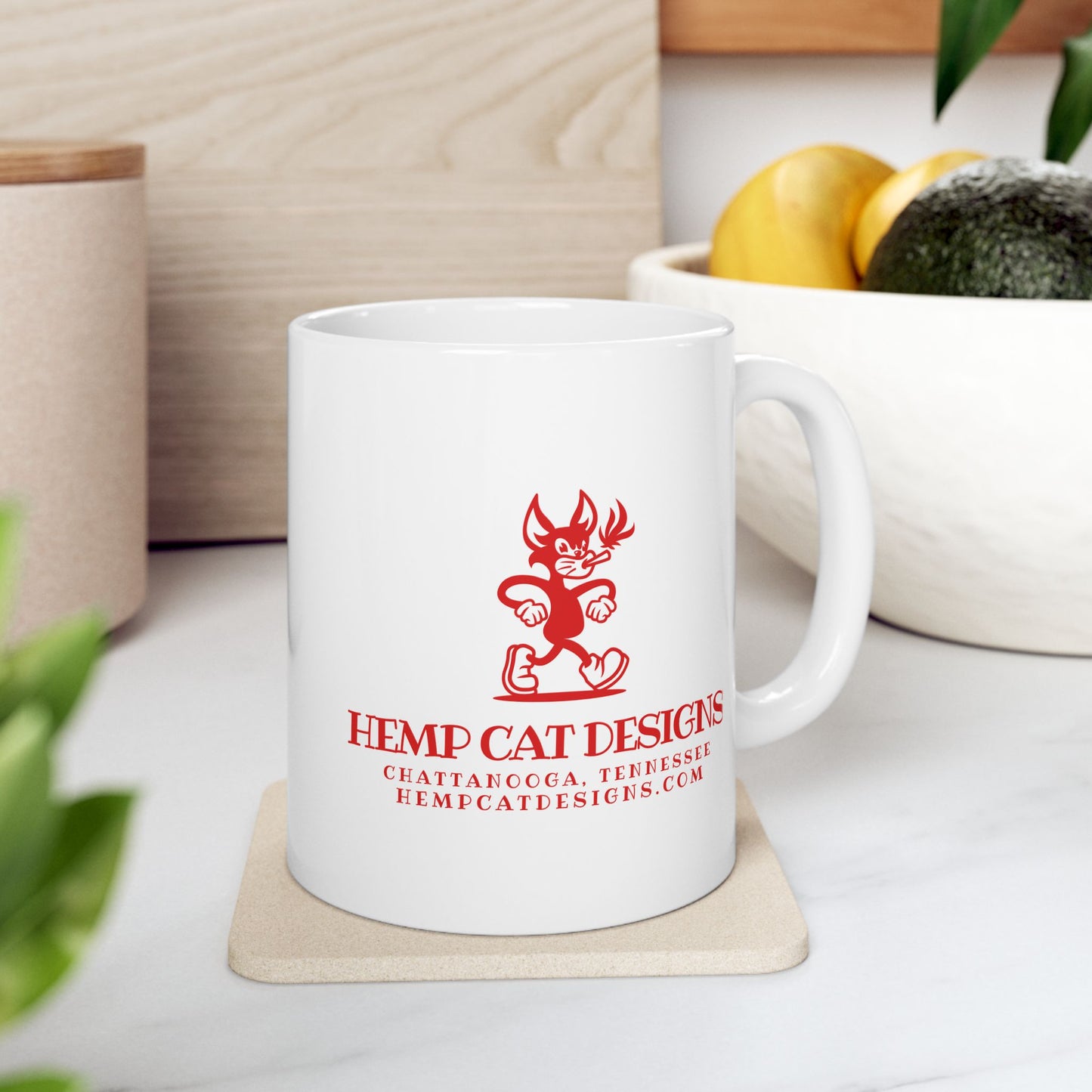 Mr. Hemp Cat Ceramic Mug — 11oz & 15oz Cat Cannabis Design