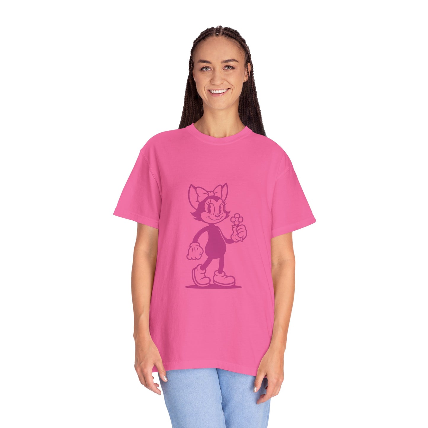 Mrs. Hemp Cat Holding A Flower Whimsical Graphic Tee for Cat Lovers, Cute Pet T-shirt, Floral Cat Art, Gift for Her, Animal Lover Shirt