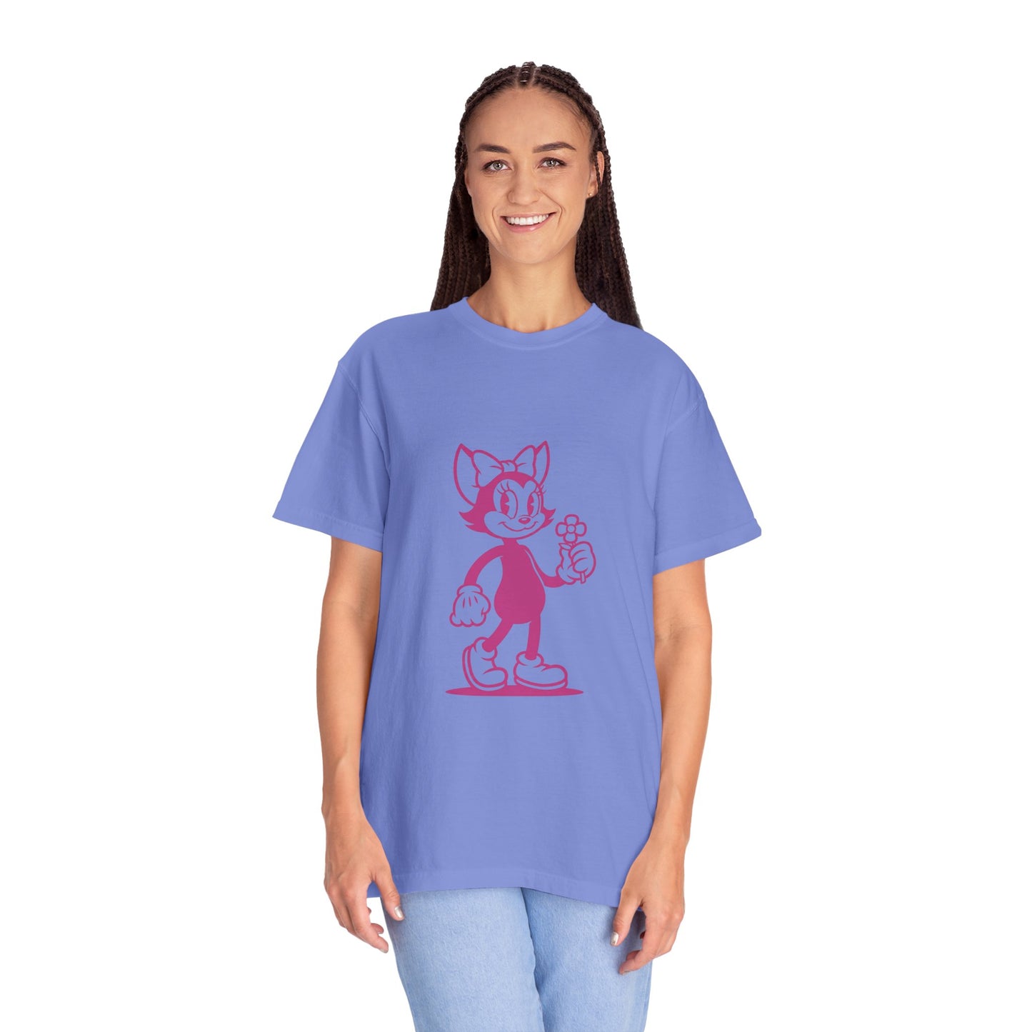 Mrs. Hemp Cat Holding A Flower Whimsical Graphic Tee for Cat Lovers, Cute Pet T-shirt, Floral Cat Art, Gift for Her, Animal Lover Shirt
