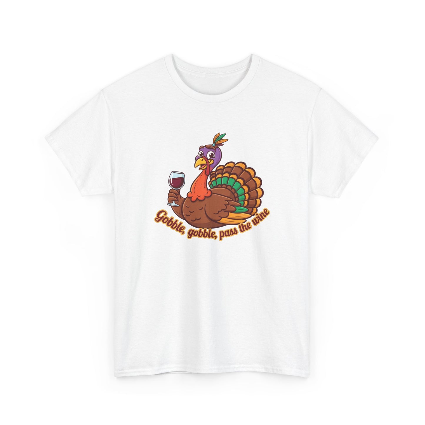 Gobble Gobble Pass the Wine Unisex Cotton Tee | Thanksgiving Shirt, Fall Apparel, Cute Turkey Tee, Holiday Gift, Family Gathering Top