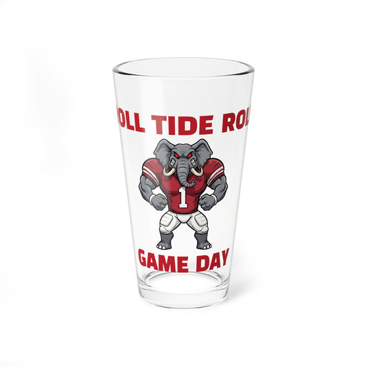 Bama Game Day Elephant Mixing Glass — 16oz "Roll Tide Roll" Football Pint