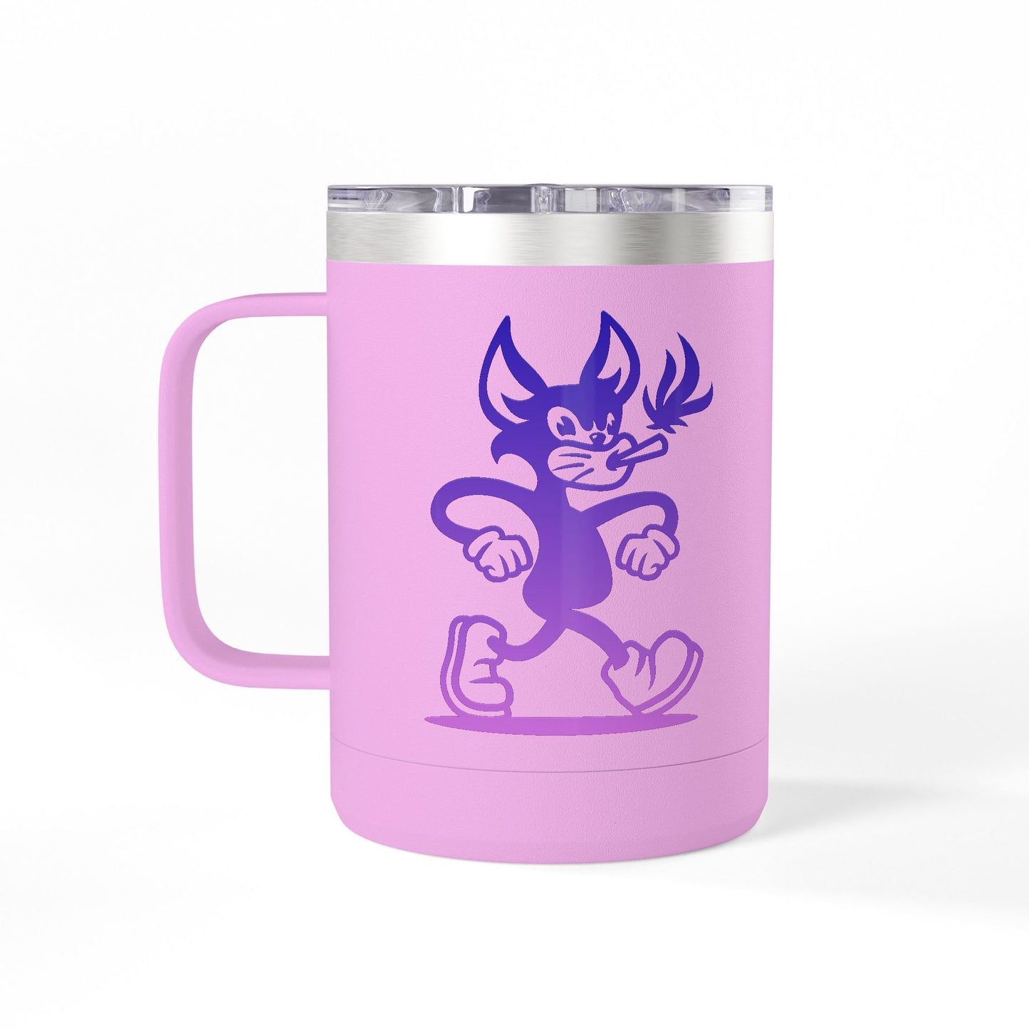 Mr. Hemp Cat 15oz Insulated Tumbler — Purple Logo Coffee Mug