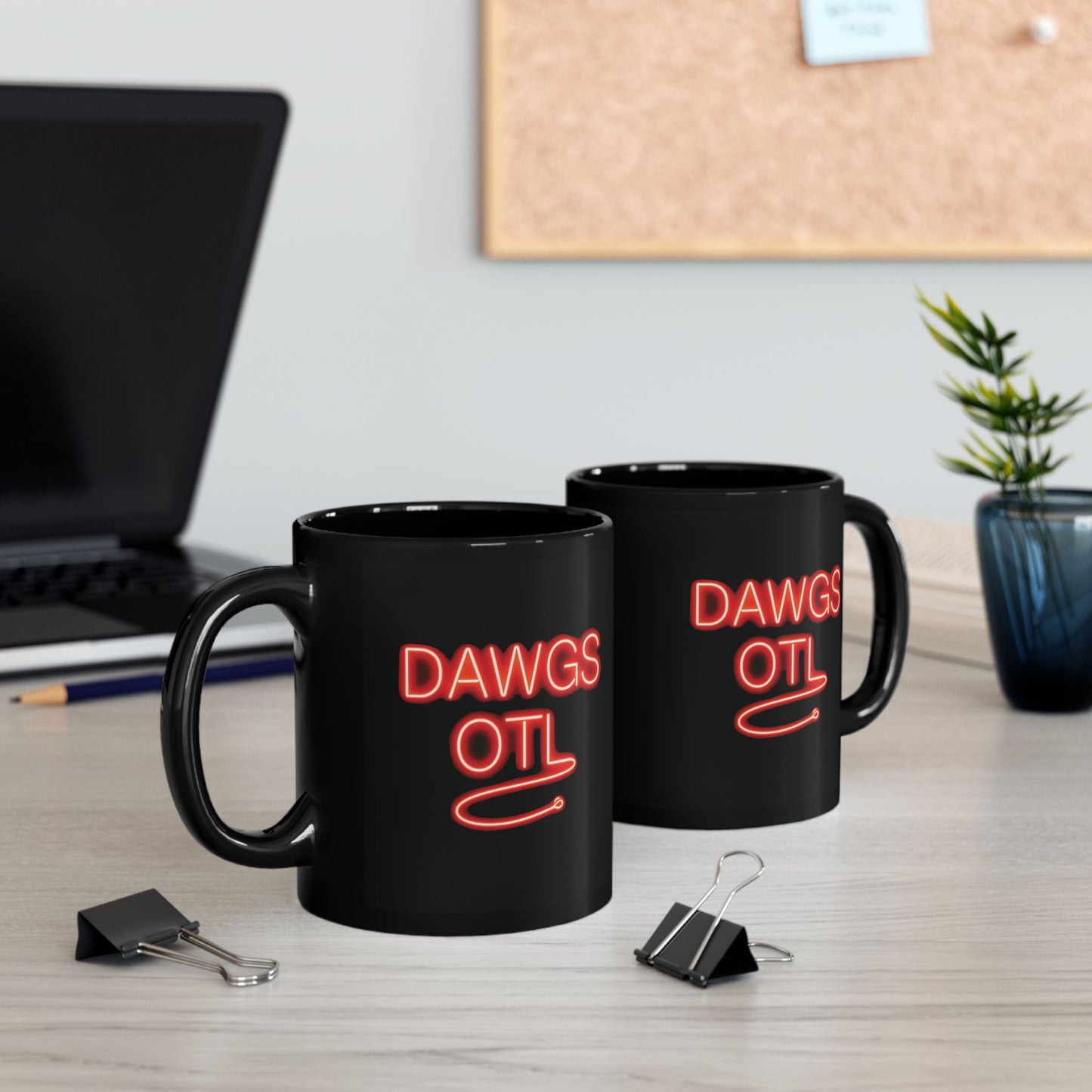 Coffee Mug - DAWGS OTL Neon-Style Black 11oz & 15oz, Georgia Bulldogs Fan Gift