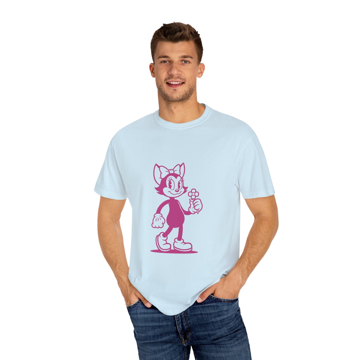 Mrs. Hemp Cat Holding A Flower Whimsical Graphic Tee for Cat Lovers, Cute Pet T-shirt, Floral Cat Art, Gift for Her, Animal Lover Shirt