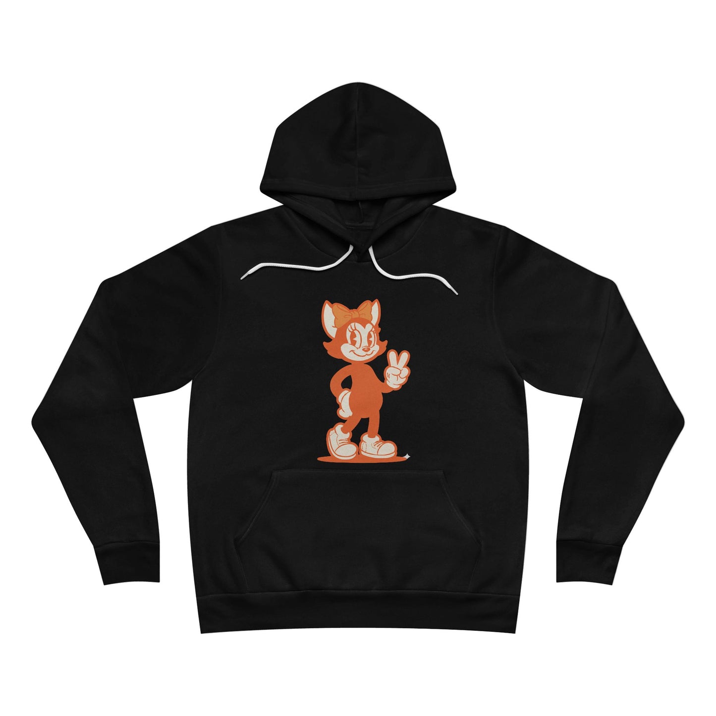 Retro Cartoon Character Hoodie with Peace Sign