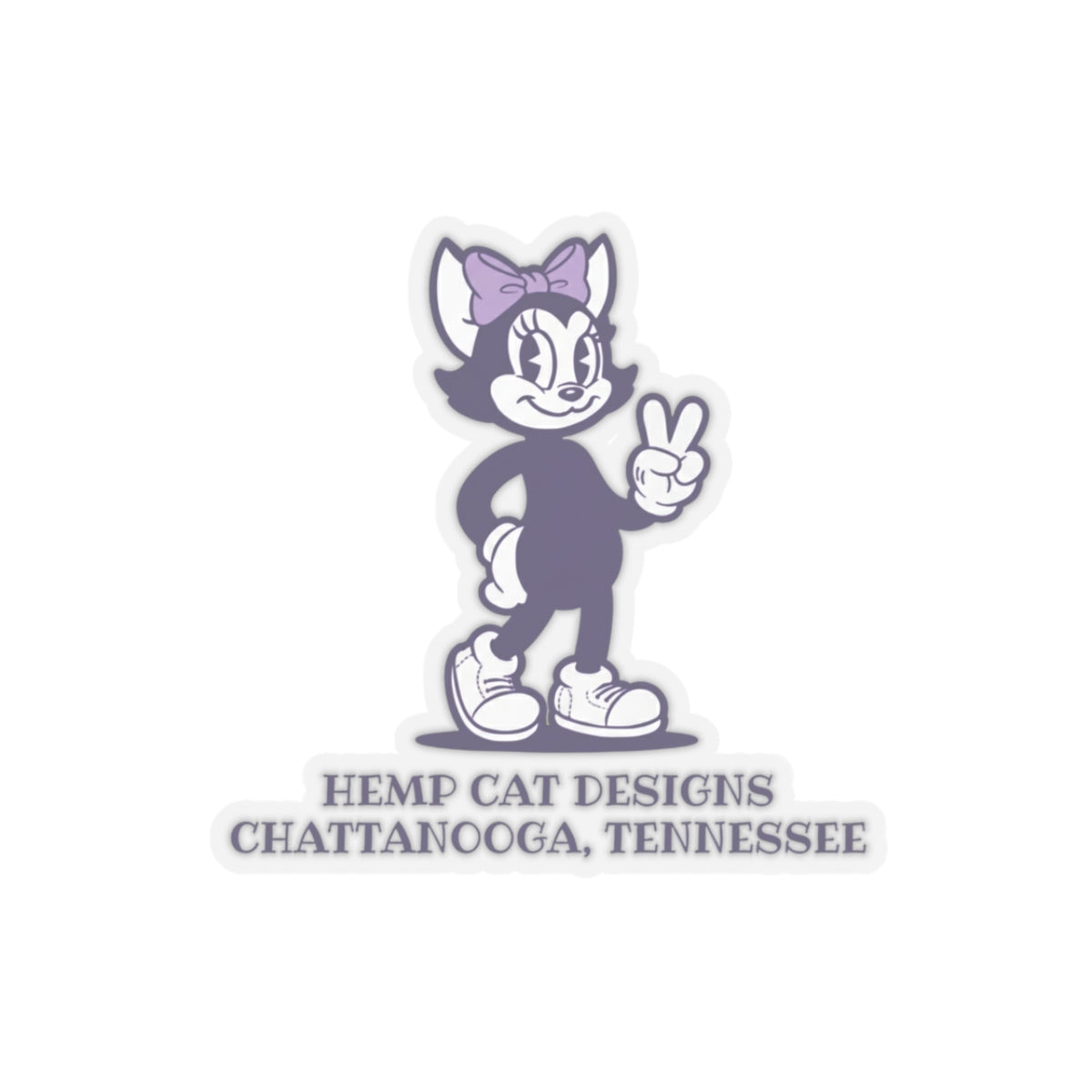 Mrs Hemp Cat Throwin' A Peace Sign Kiss-Cut Stickers -  Charming Cat Emblem