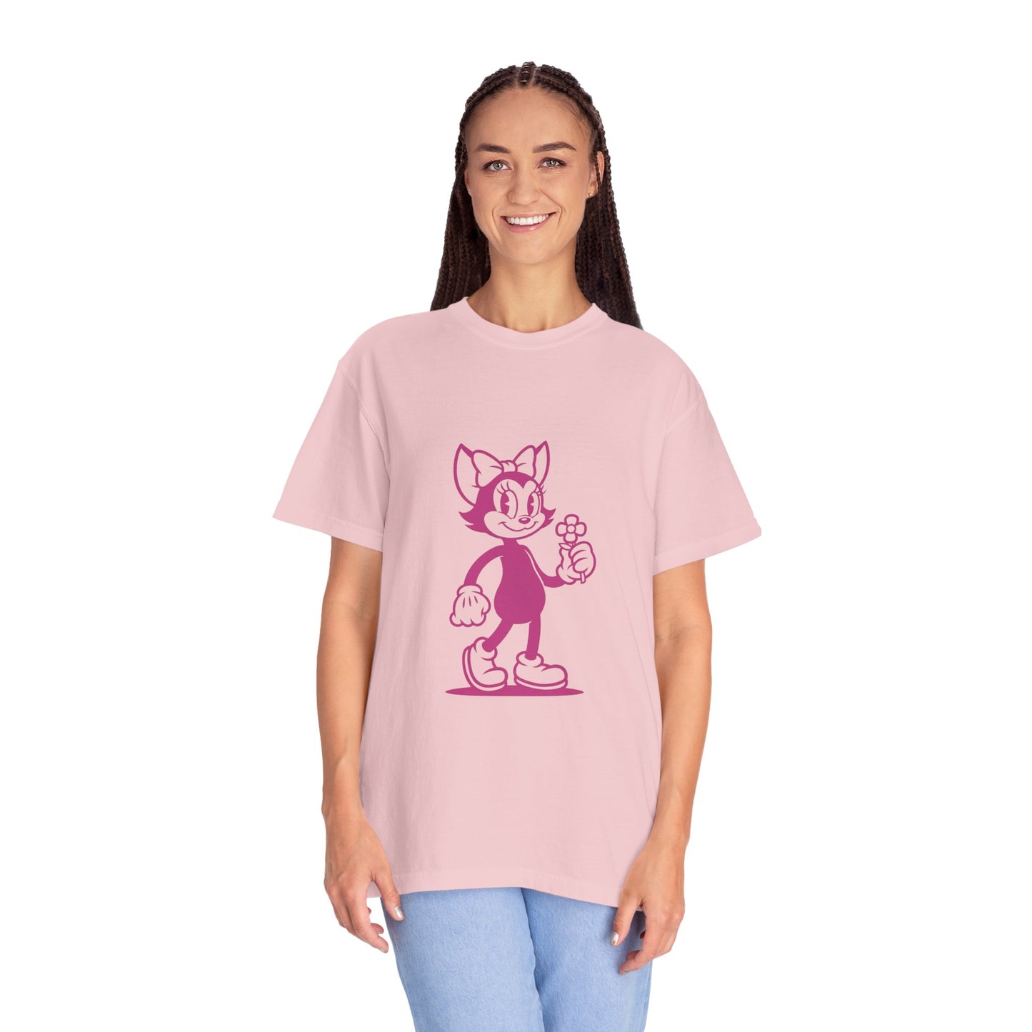 Mrs. Hemp Cat Holding A Flower Whimsical Graphic Tee for Cat Lovers, Cute Pet T-shirt, Floral Cat Art, Gift for Her, Animal Lover Shirt