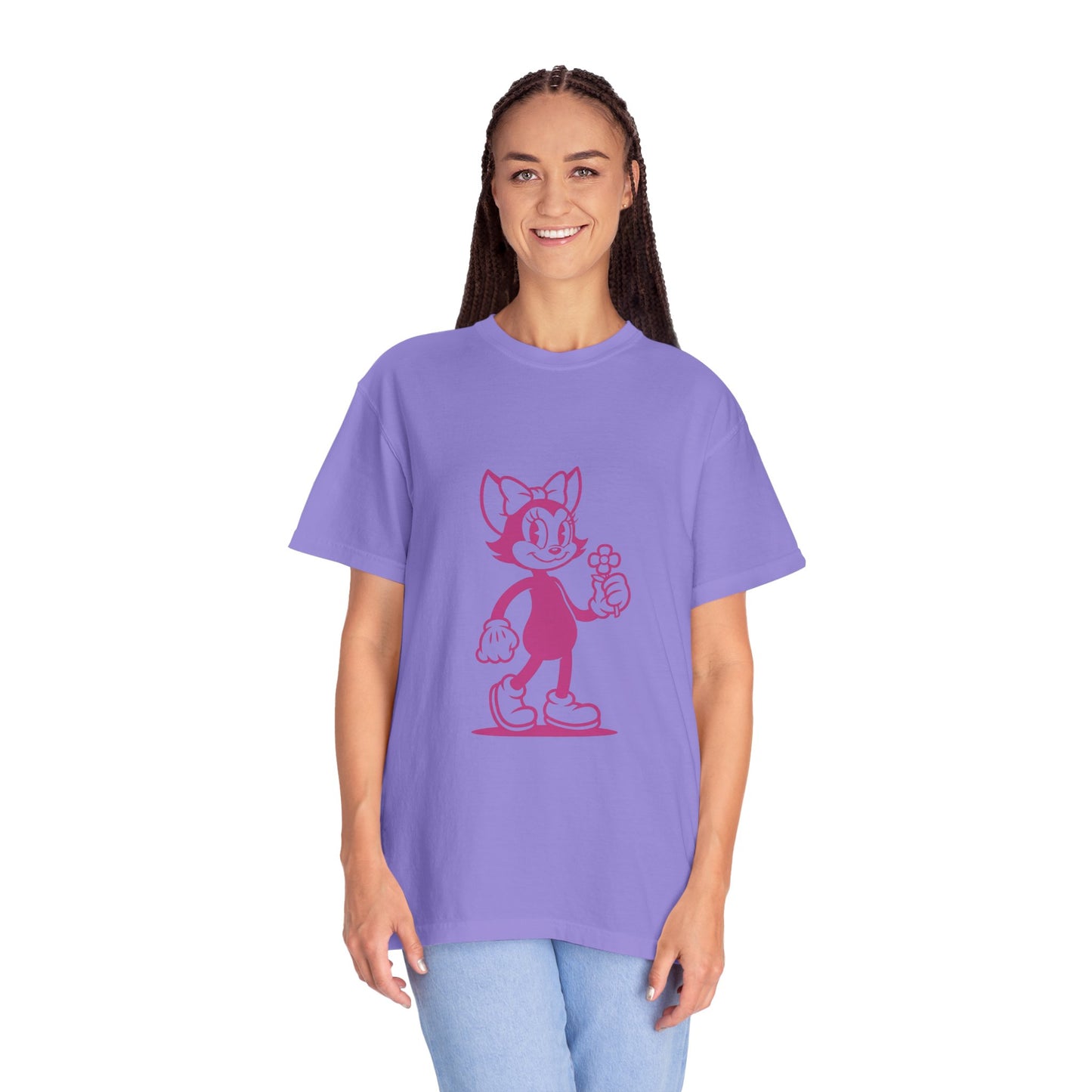 Mrs. Hemp Cat Holding A Flower Whimsical Graphic Tee for Cat Lovers, Cute Pet T-shirt, Floral Cat Art, Gift for Her, Animal Lover Shirt