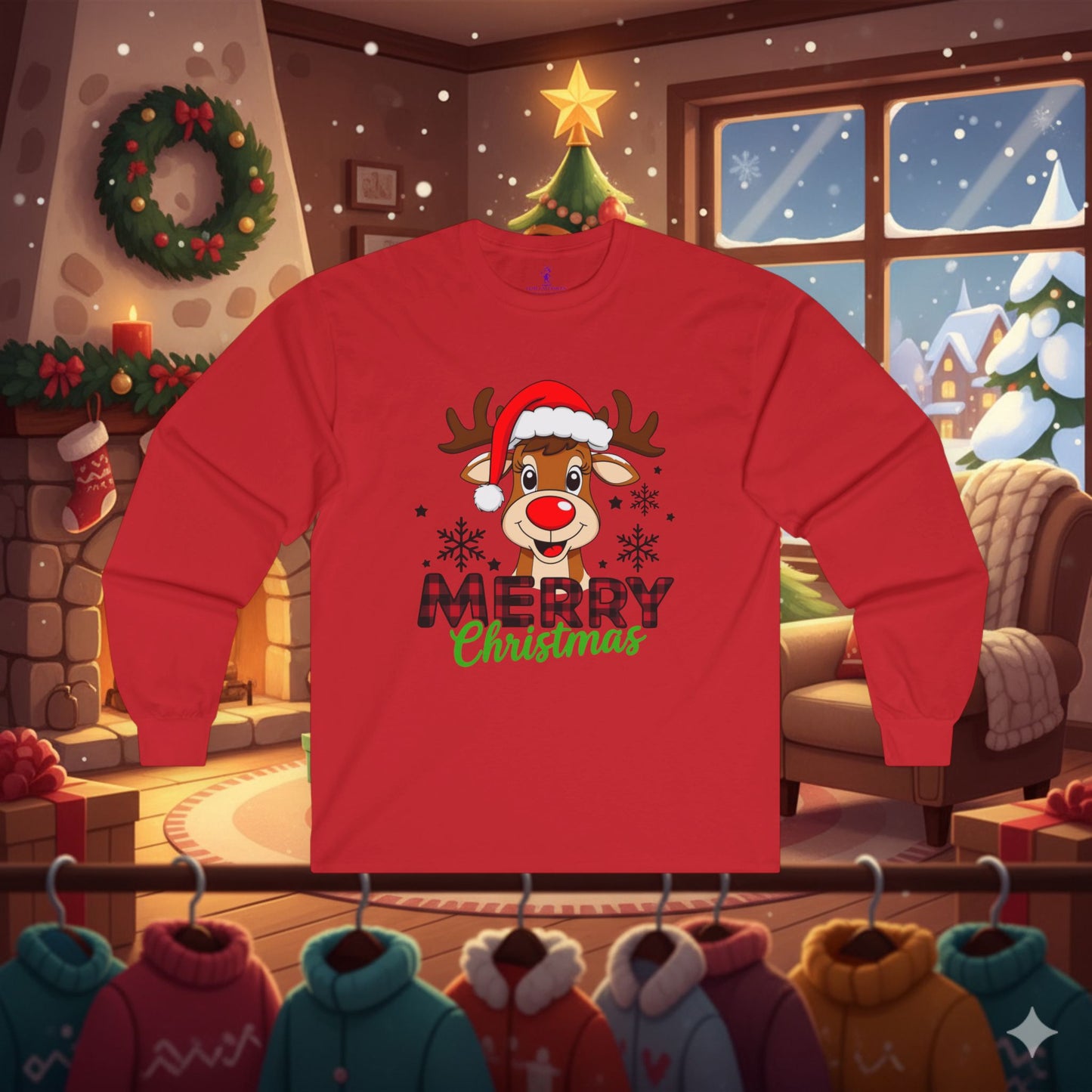 Christmas Rudolf Long Sleeve Tee