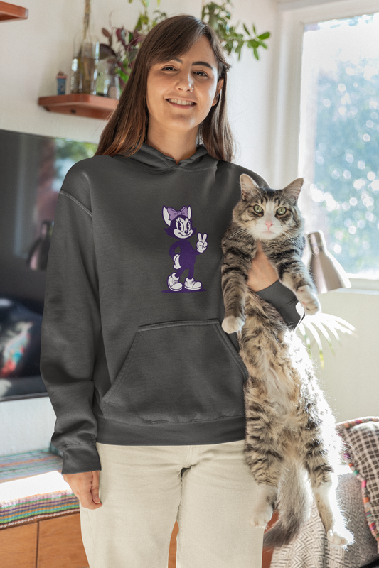 Mrs. Hemp Cat Throwin A Peace Sign Champion Hoodie