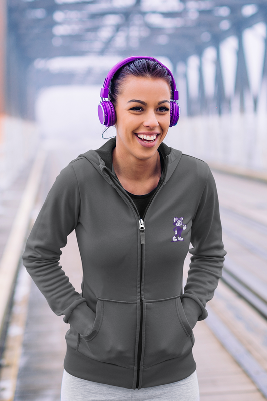 Mrs Hemp Cat Throwin' a Peace Sign Retro Full‑Zip Hoodie