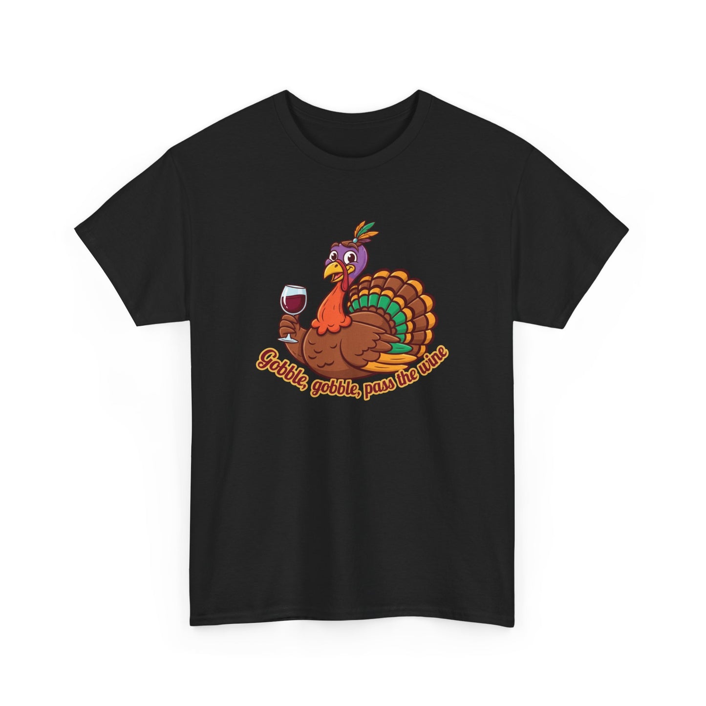 Gobble Gobble Pass the Wine Unisex Cotton Tee | Thanksgiving Shirt, Fall Apparel, Cute Turkey Tee, Holiday Gift, Family Gathering Top