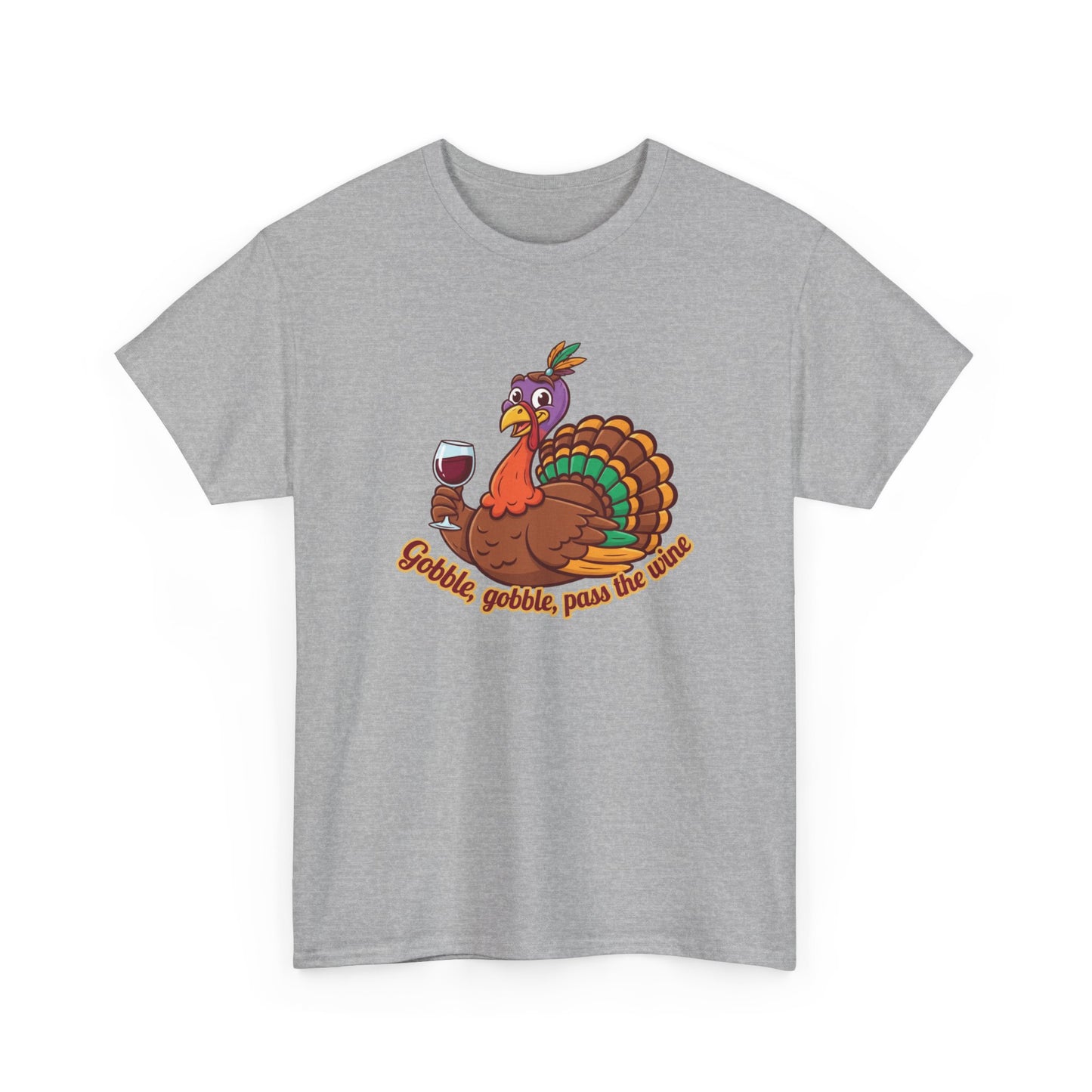 Gobble Gobble Pass the Wine Unisex Cotton Tee | Thanksgiving Shirt, Fall Apparel, Cute Turkey Tee, Holiday Gift, Family Gathering Top