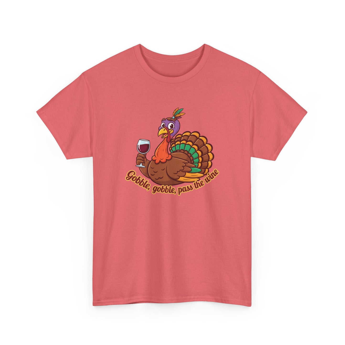 Gobble Gobble Pass the Wine Unisex Cotton Tee | Thanksgiving Shirt, Fall Apparel, Cute Turkey Tee, Holiday Gift, Family Gathering Top