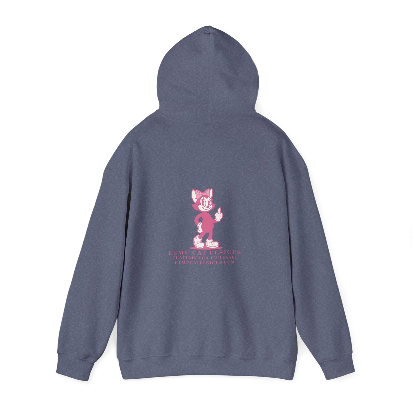 Middle Finger Retro Pink Cat Hoodie — Whimsical Cartoon Cat Sweatshirt