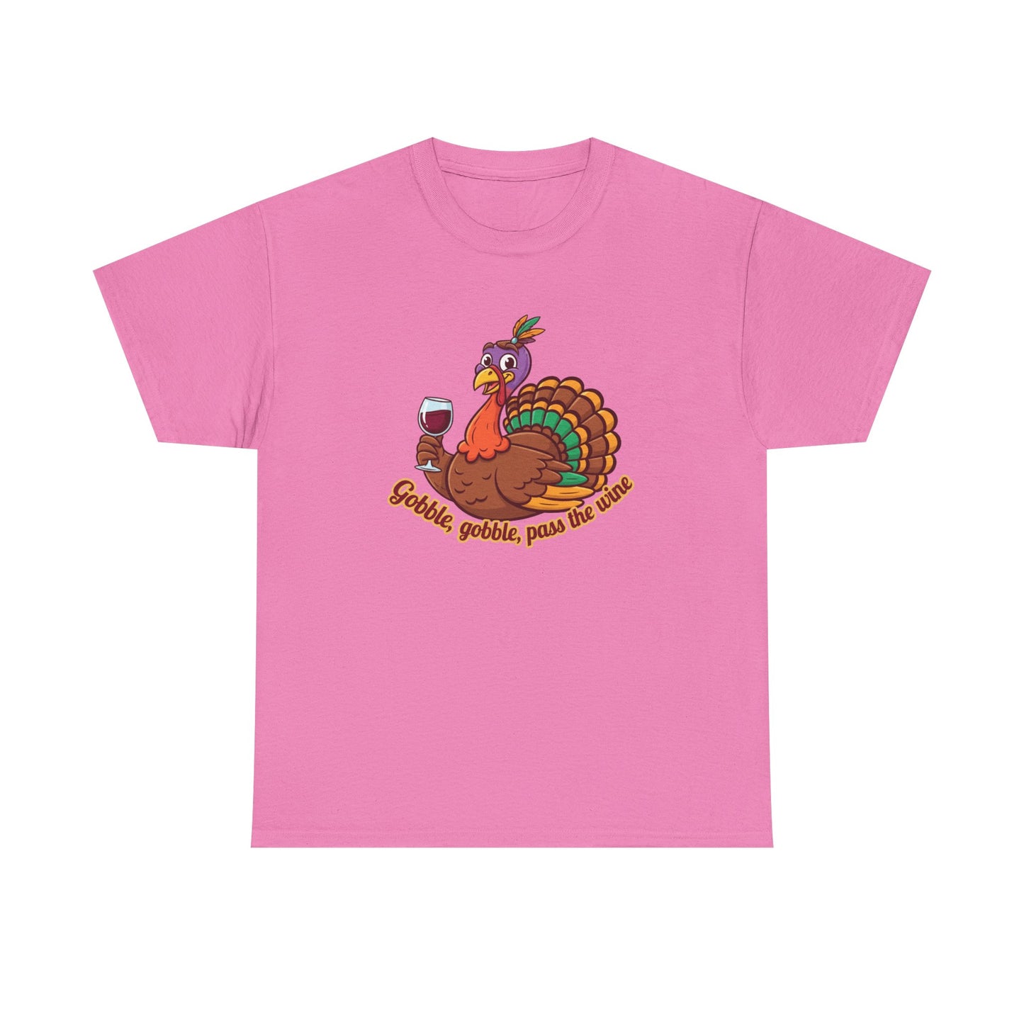 Gobble Gobble Pass the Wine Unisex Cotton Tee | Thanksgiving Shirt, Fall Apparel, Cute Turkey Tee, Holiday Gift, Family Gathering Top